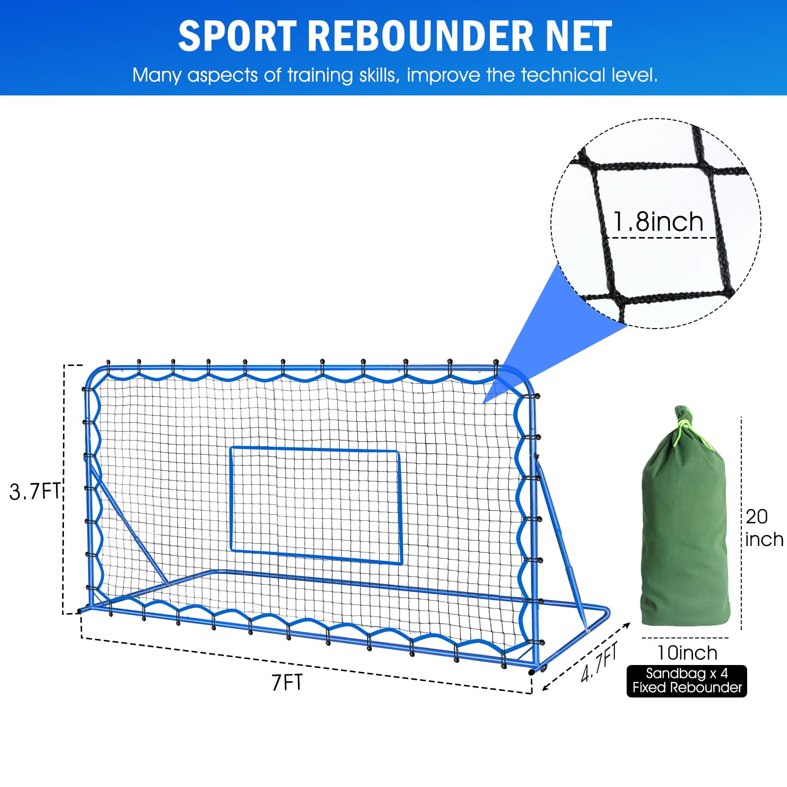 Best Soccer Rebounder Net for Training - Adjustable Angle for Control & Passing Practice | Portable Football Rebound Trainer for Kids, Teens & Adults | Perfect for Backyard Drills, Team Practice & Solo Training