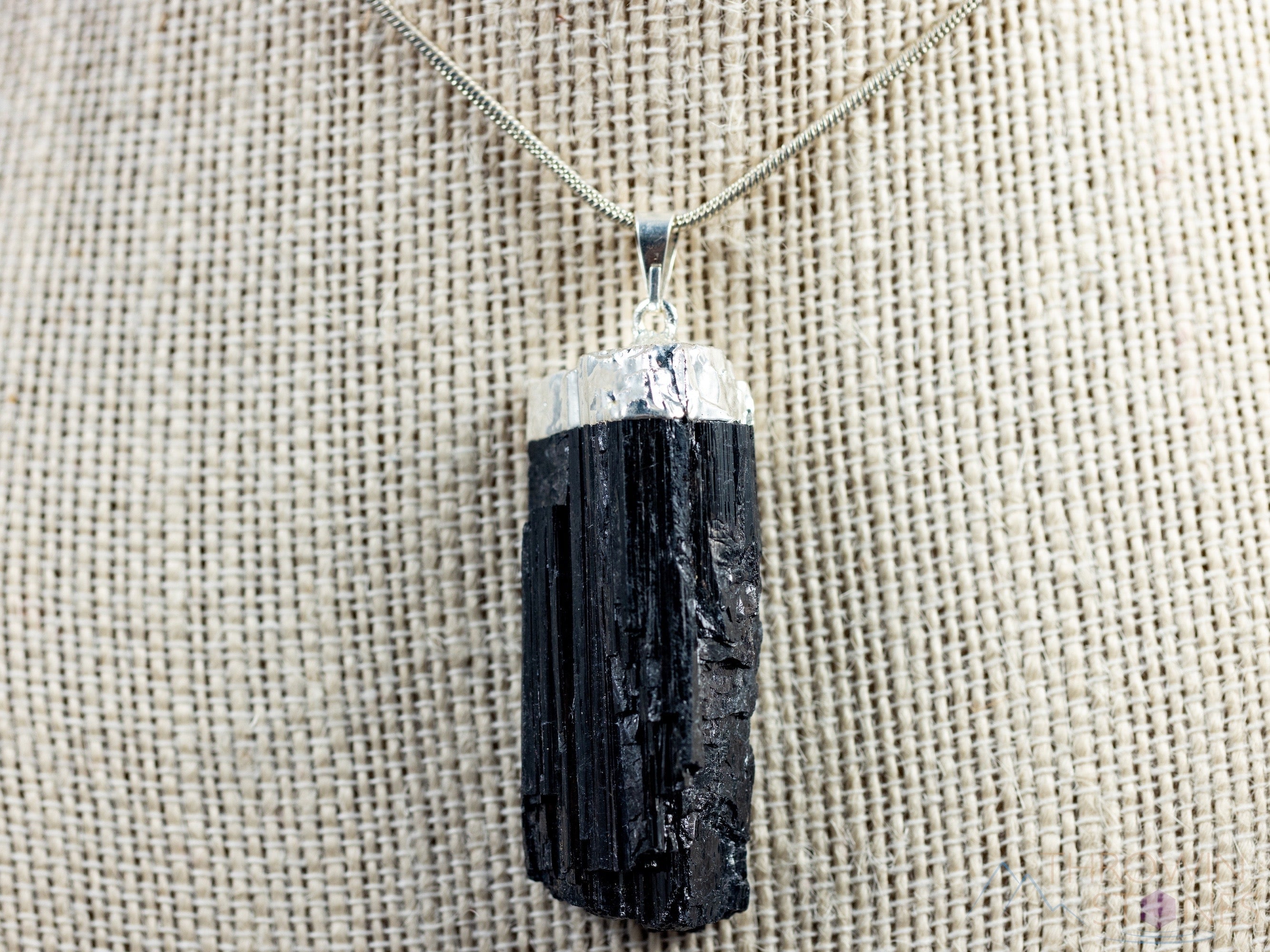 Raw Black Tourmaline Crystal Pendant - Electroplated Silver Birthstone Necklace, Handmade Gemstone Jewelry Gift for Men (E0911) - Perfect for Spiritual Protection, Energy Healing & Fashion Accessories