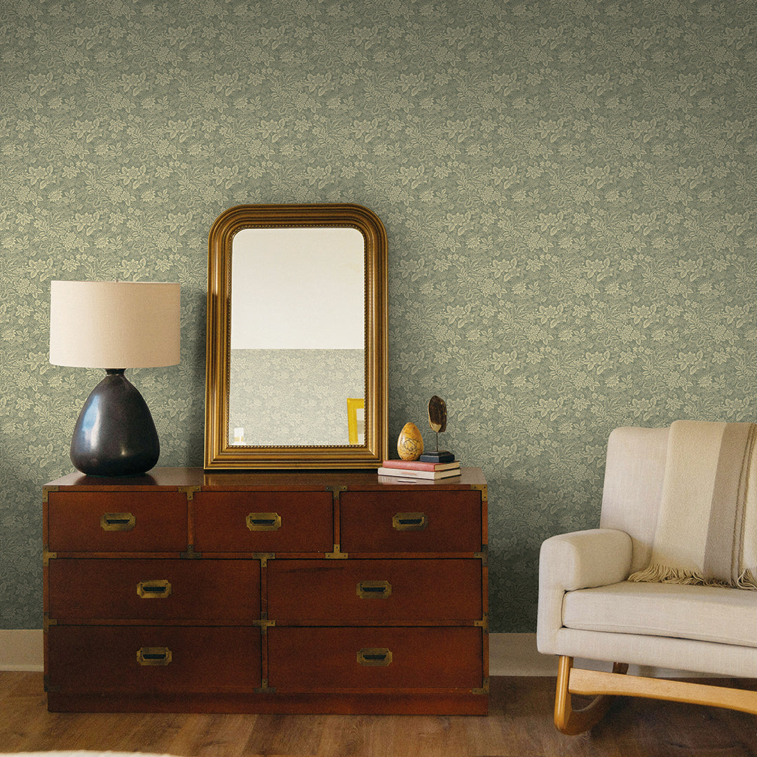 Botanical Grove Printed Authentic Grasscloth Wallpaper - Natural Textured Wall Covering for Living Room, Bedroom & Home Decor