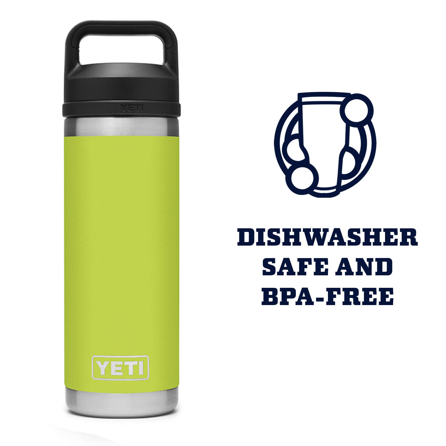 YETI Rambler 18 oz Vacuum Insulated Stainless Steel Water Bottle with Chug Cap - Chartreuse | Leakproof & Sweatproof | Perfect for Hiking, Gym & Outdoor Adventures