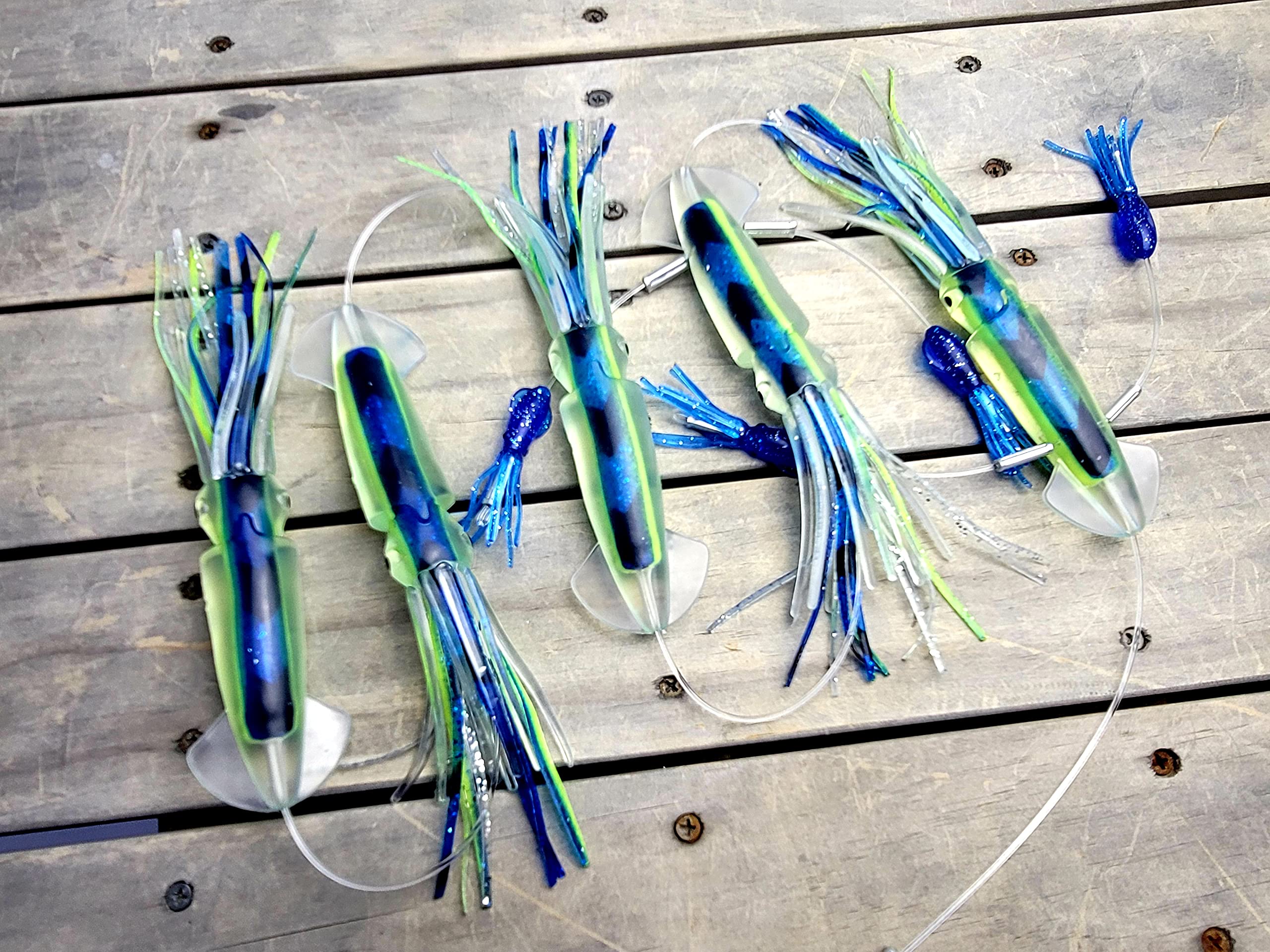 Lobo Lures Pakula Game Fish 8-Inch Long Tail Flippy Floppy Fishing Daisy Chain Lure for Tuna & Marlin - Saltwater Trolling Lure for Offshore Fishing