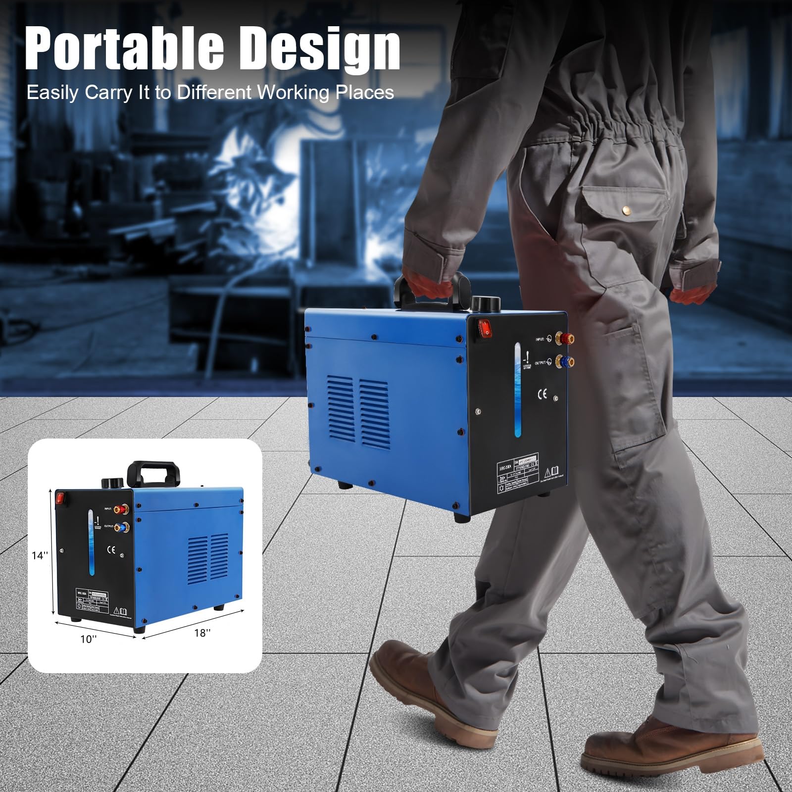 370W TIG Welder Water Cooler System - 10L Capacity, 2.1 GPM Flow for Water Cooled TIG Torch | Perfect for Aluminum Welding, Metal Fabrication & Industrial Welding Applications