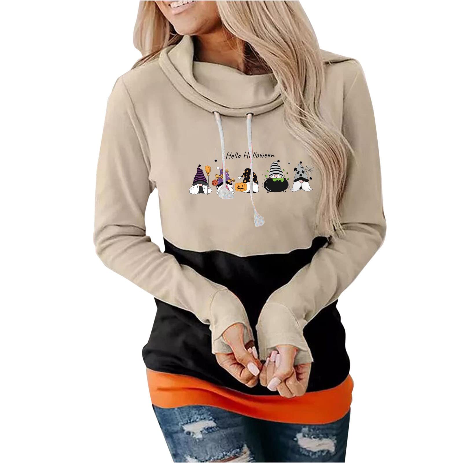 Women's Halloween Graphic Print Hoodie Dress - Long Sleeve Zip Up Pullover with Round Neck | Cozy & Stylish for Halloween Parties, Costume Events & Casual Wear