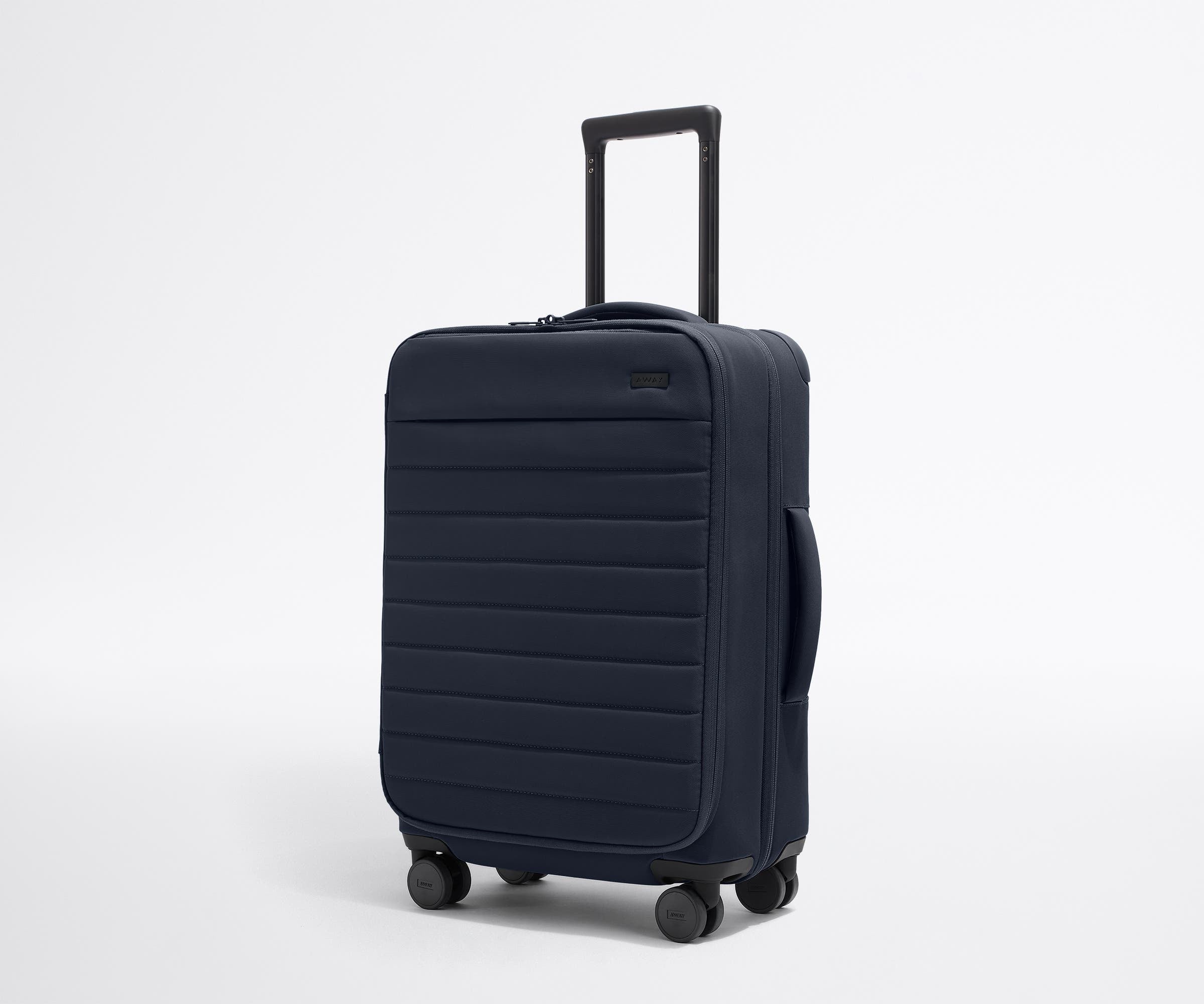 Navy Blue Softside Bigger Carry On Luggage - Lightweight Expandable Suitcase for Travel, Business Trips & Weekend Getaways