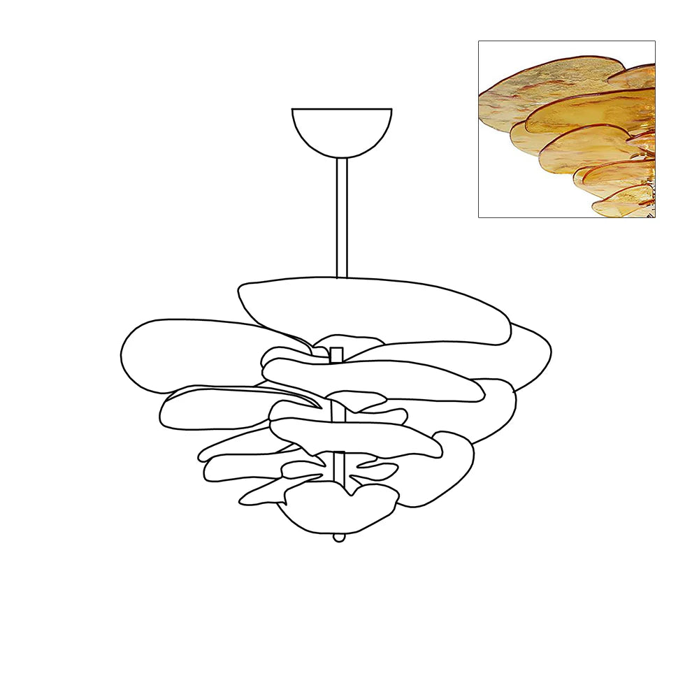 Elegant Lilypad Glass Chandelier - Modern Crystal Ceiling Light Fixture for Dining Room, Living Room & Bedroom Decor | Perfect for Home Lighting and Interior Design