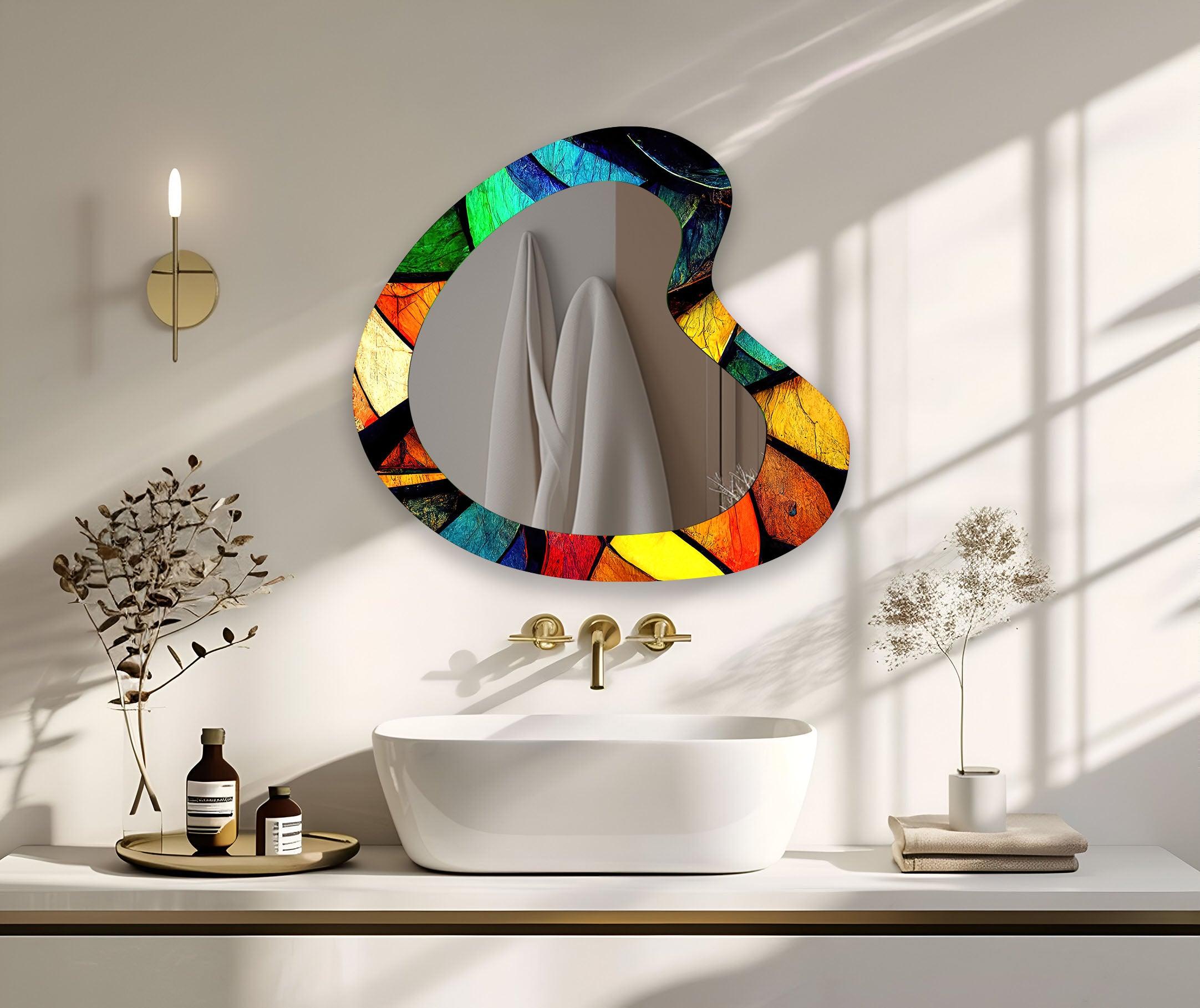 Stylish Modern Asymmetrical Wall Mirror - Unique Decorative Home Accent for Living Room, Bedroom & Entryway Decor