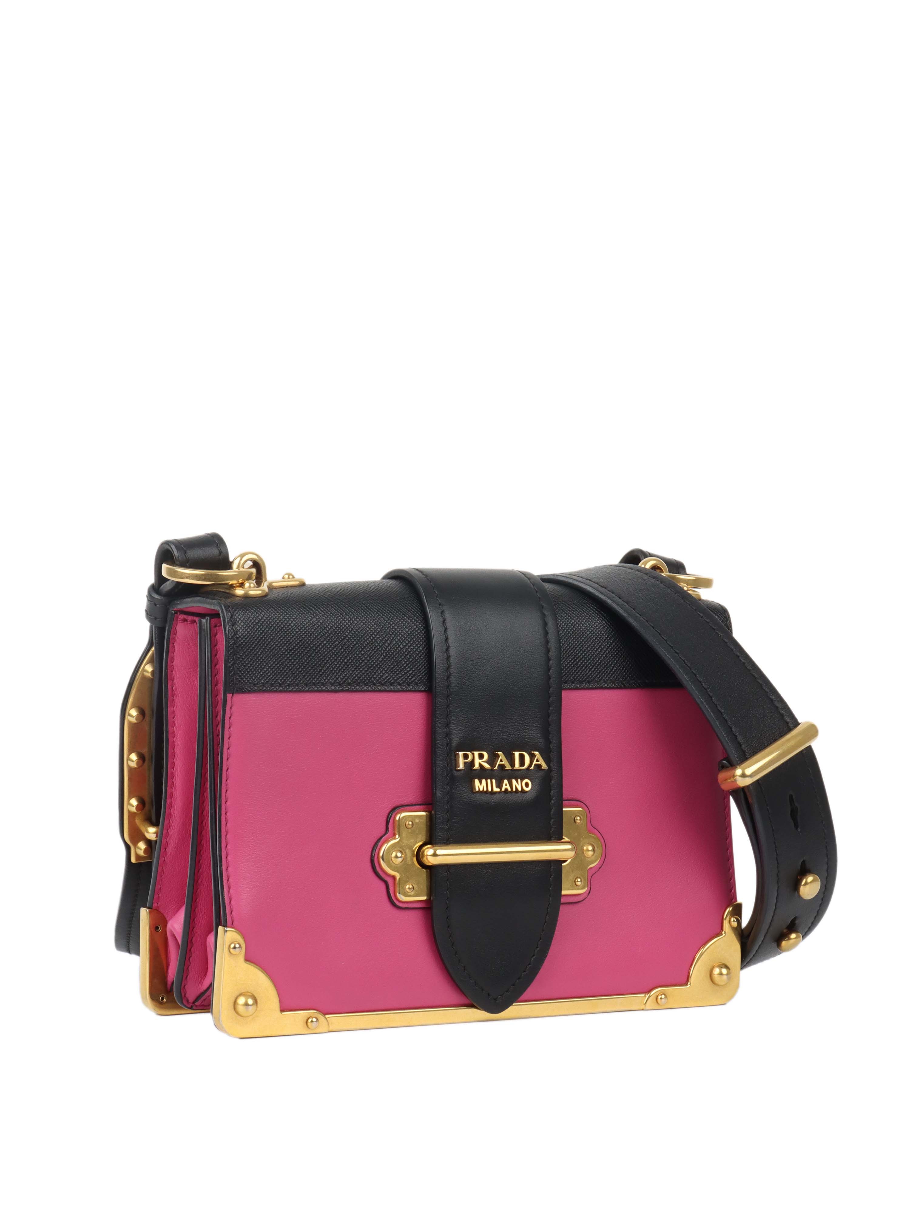 Prada Pink Cahier Leather Crossbody Bag for Women | Luxury Designer Handbag with Adjustable Strap | Perfect for Parties, Date Nights & Everyday Use