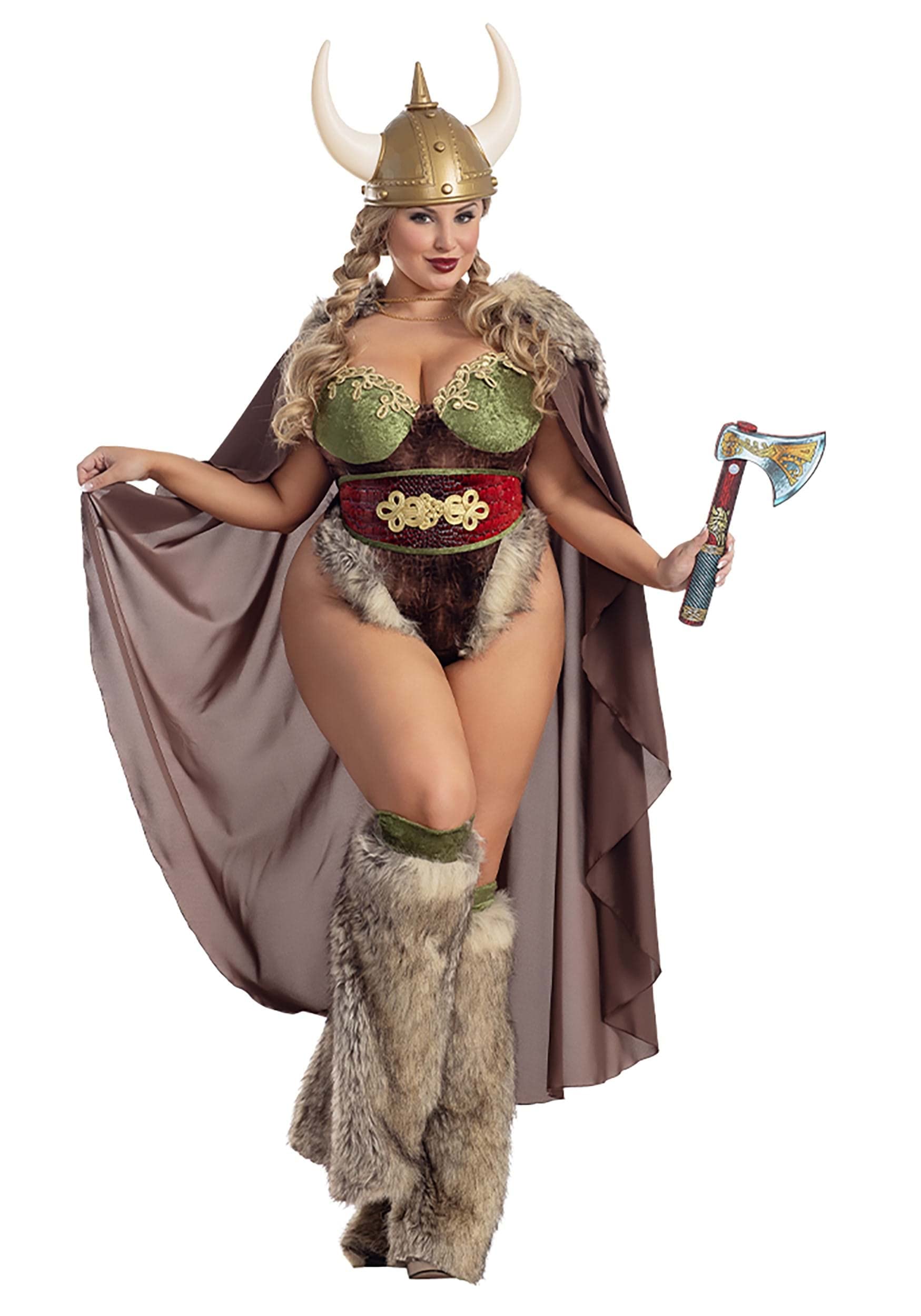 Party King Women's Plus Size Valhalla Honey Costume - Viking Warrior Outfit for Halloween, Cosplay & Themed Parties