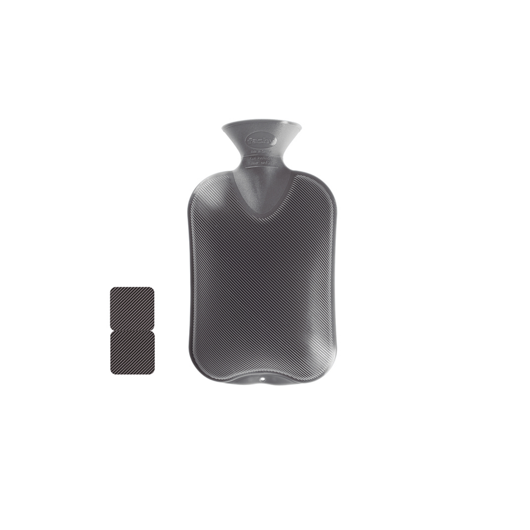 2 Liter Grey Double Ribbed Fashy Hot Water Bottle - Warm & Comforting for Cold Nights, Period Pain Relief, and Cozy Home Use
