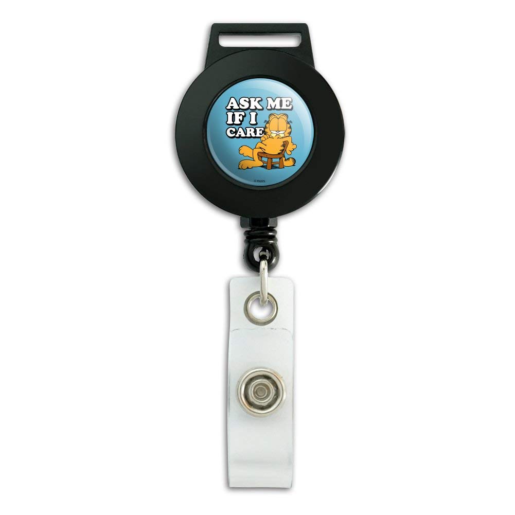 Garfield 'Ask Me If I Care' Retractable Lanyard with ID Badge Holder - Perfect for Work, Conventions & School Security