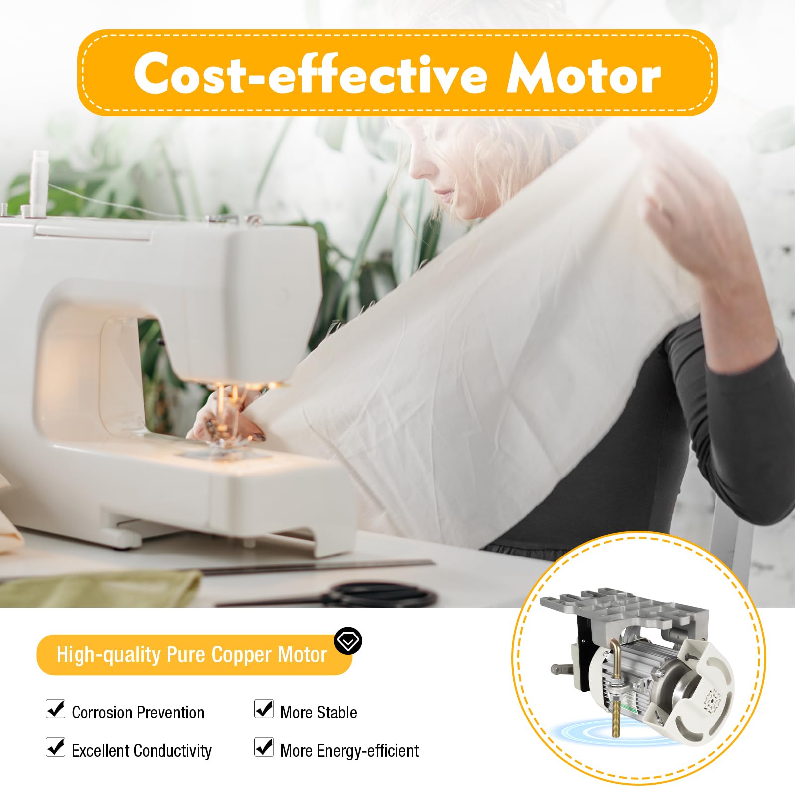 Heavy Duty Industrial Sewing Machine 600W with Brushless Servo Motor & Electronic Control - Perfect for Arts, Crafts, Garment Making & Leather Sewing Projects
