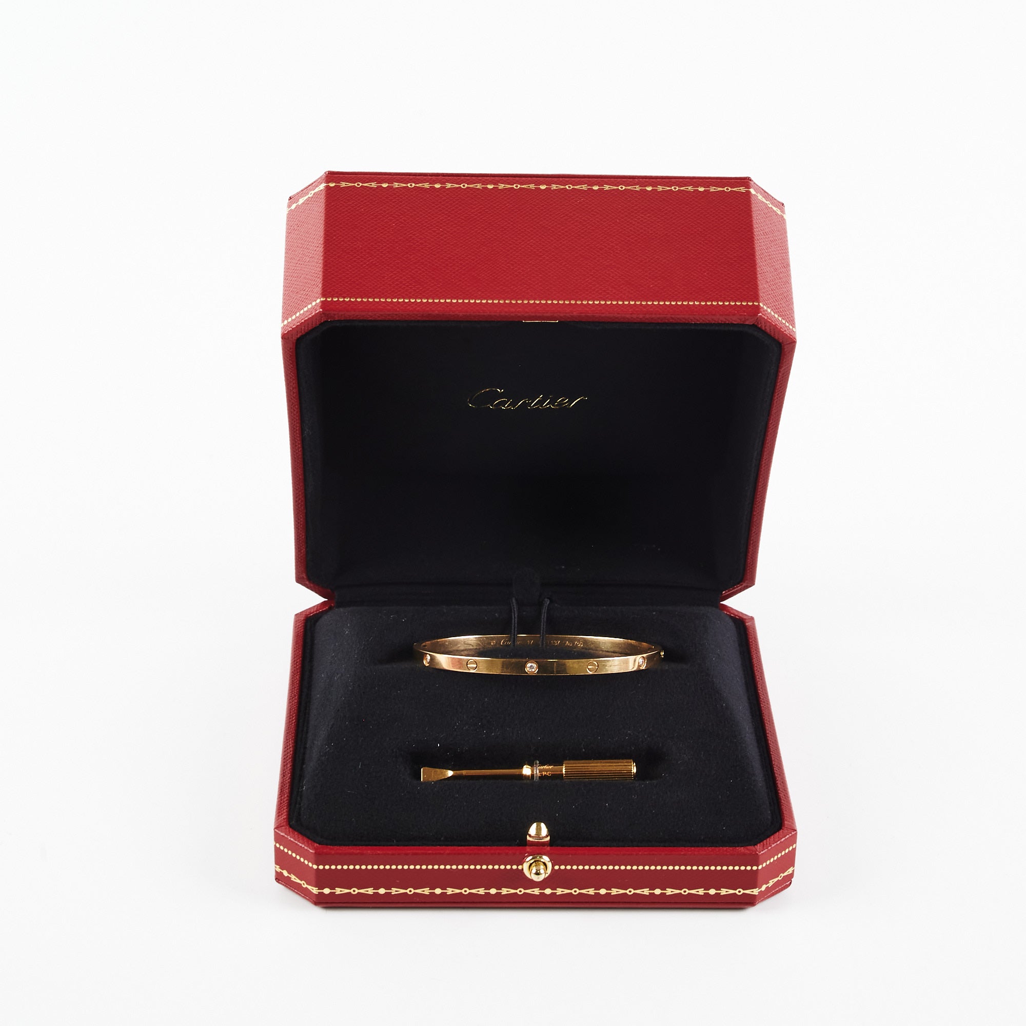 Cartier SM Love Bangle Bracelet with 6 Diamonds - 18K Yellow Gold Jewelry for Women - Perfect for Anniversary, Wedding & Special Occasion Gifts