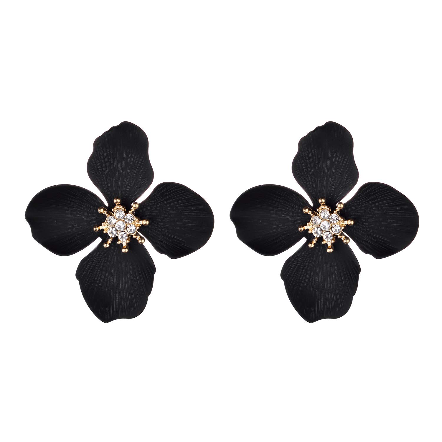 Nicole Miller New York Leaf Flower Crystal Stud Earrings - Elegant Jewelry for Women, Perfect for Weddings, Parties & Everyday Wear