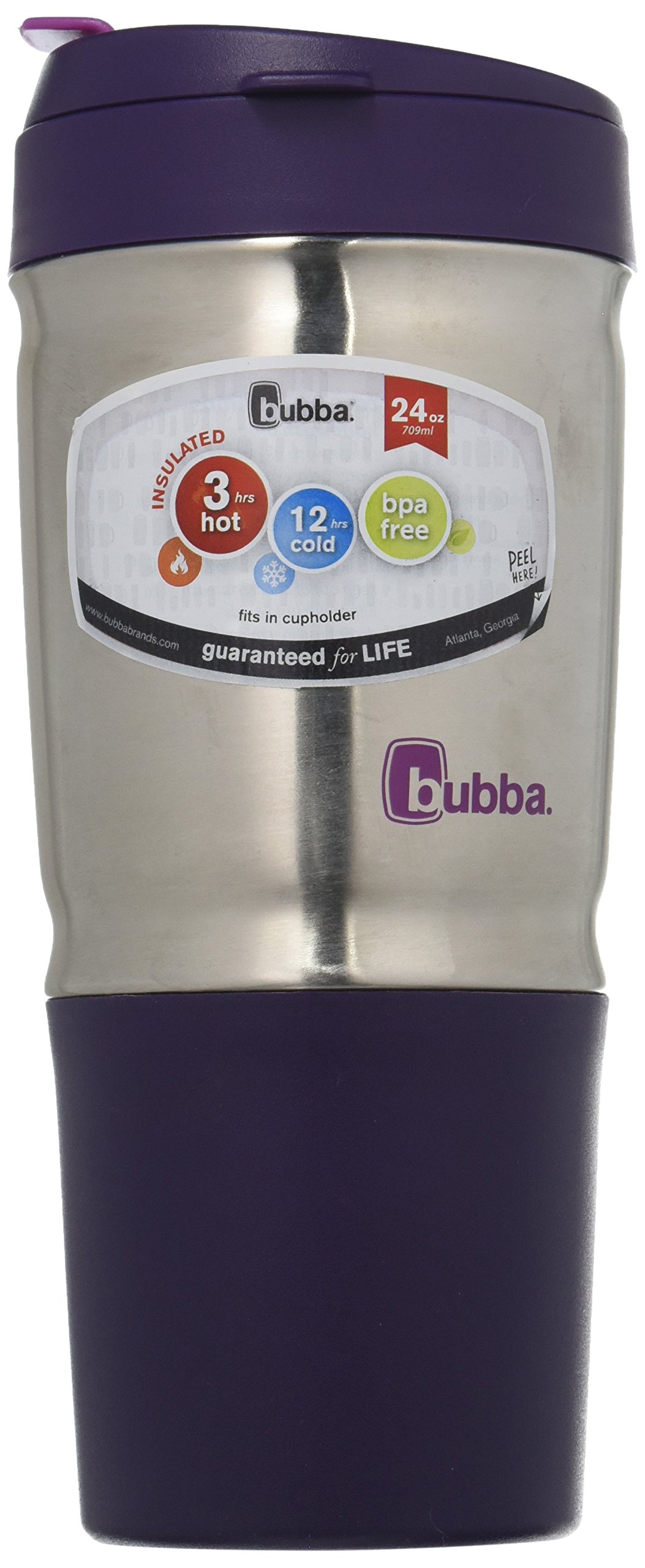 Bubba Brands 24 oz Insulated Stainless Steel Tumbler with Lid & Straw - Purple Vacuum Flask for Hot & Cold Drinks - Perfect for Office, Gym, Travel & Outdoor Activities