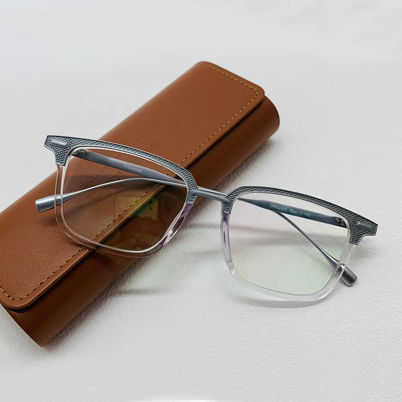 Stylish Black Unisex Square Acetate & Titanium Eyeglasses Frame 192085 - Perfect for Work, Reading & Fashion Accessories