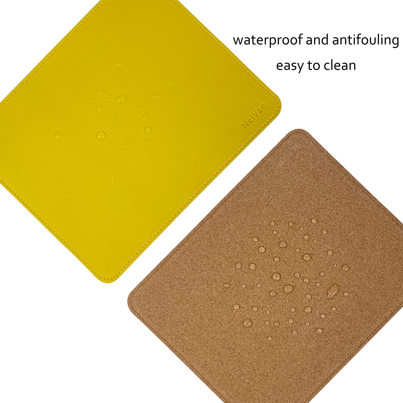 Premium PU Leather Mouse Pad with Stitched Edge - Waterproof Wooden Gaming Mouse Mat for PC, Laptop, Office & Home Use - Non-Slip Desk Accessory (10.2