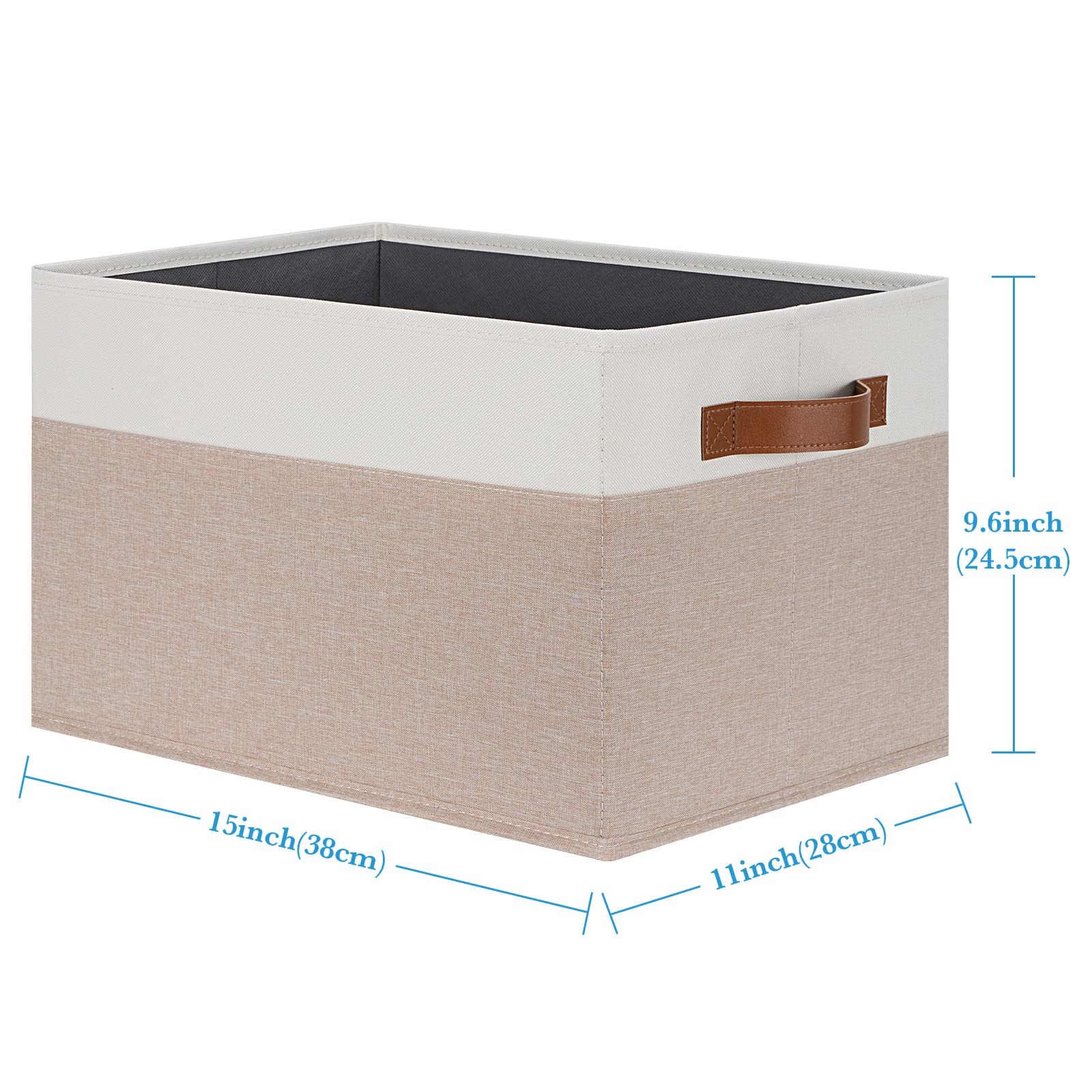 Large Foldable Fabric Storage Bins with PU Handles - 3 Pack (26L, Pink & White) | Sturdy Organizing Baskets for Shelves, Closet, Bedroom & Office | Perfect for Home Organization & Space Saving