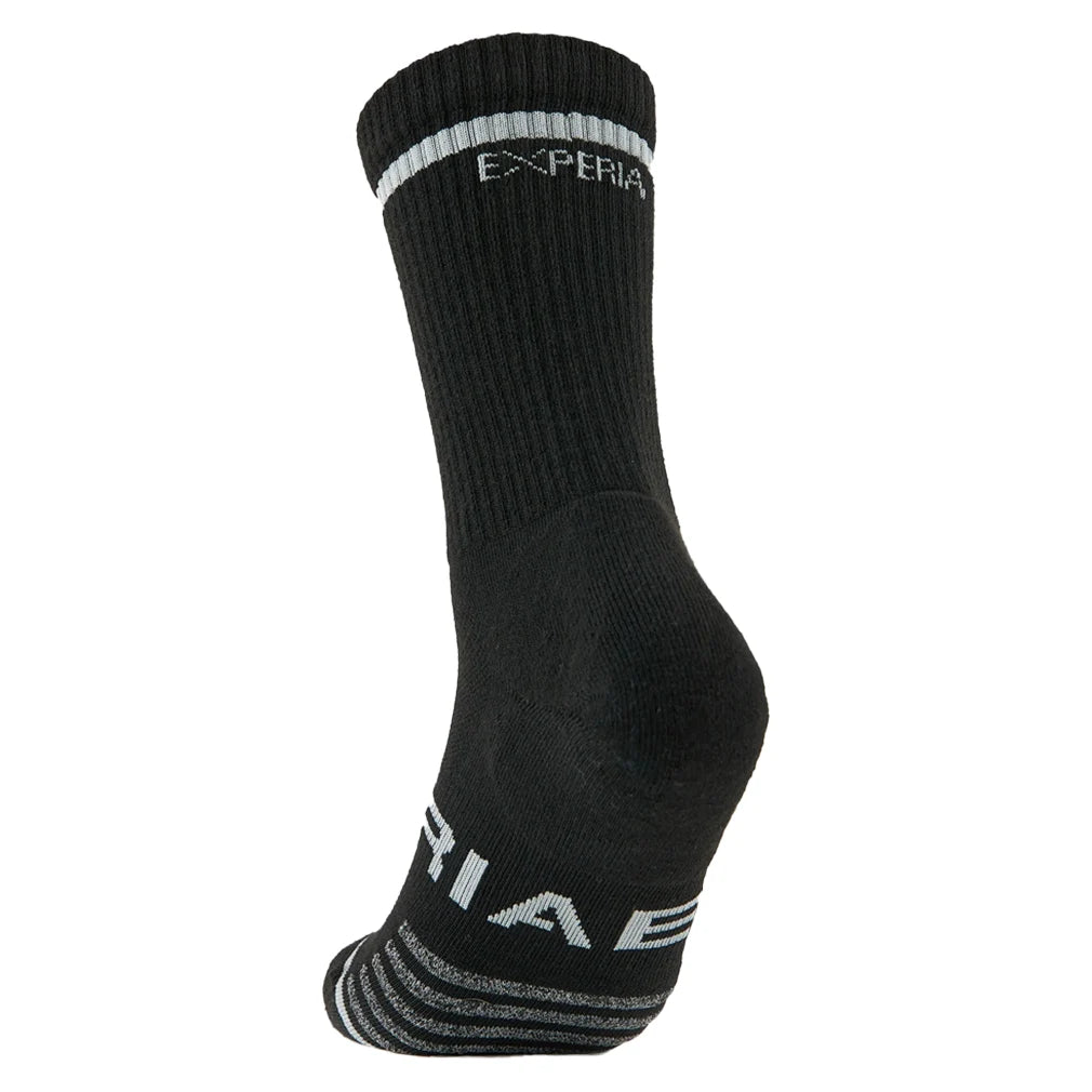 Experia Tennis Thin Cushion Crew Socks - Black (2 Pairs) | Breathable & Comfortable Athletic Socks for Men & Women | Perfect for Tennis, Running & Gym Workouts