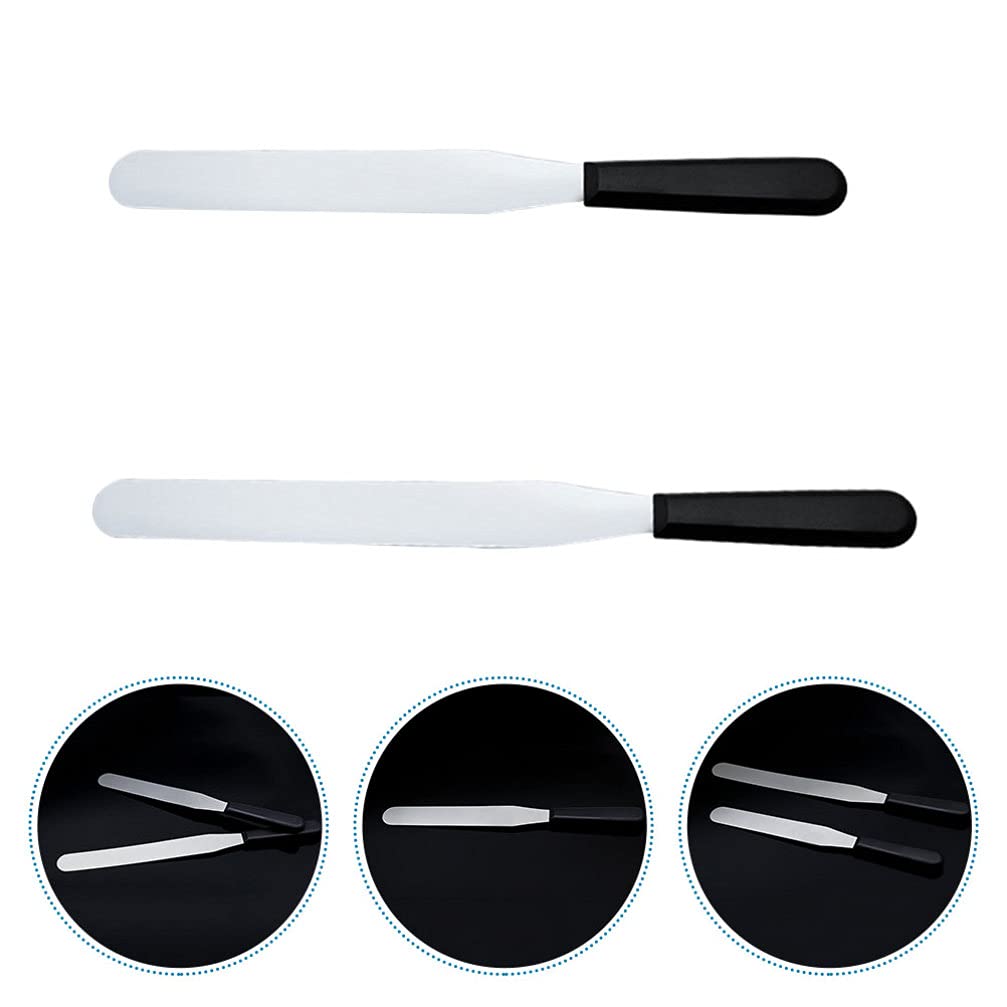 2-Pack Plastic Handle Cream Spatulas - Cake Butter Spreaders & Scrapers for Baking, Frosting, and Kitchen Decorating | Essential Baking Tools for Cakes, Cupcakes, and Pastries