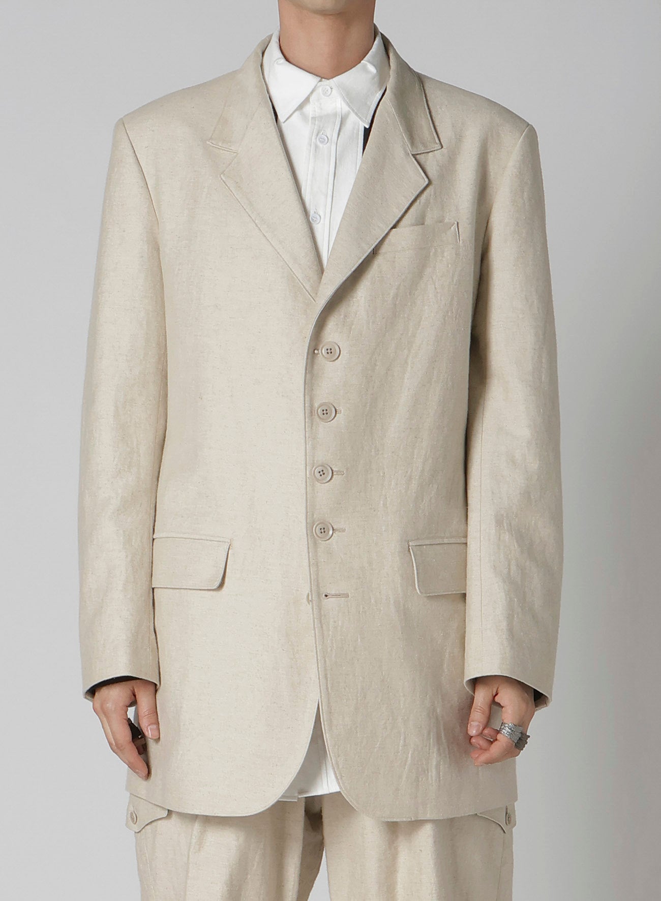 COTTON LINEN DOUBLE SATIN JACKET WITH 5 BUTTONS - Stylish Women's Blazer for Office, Business & Casual Wear