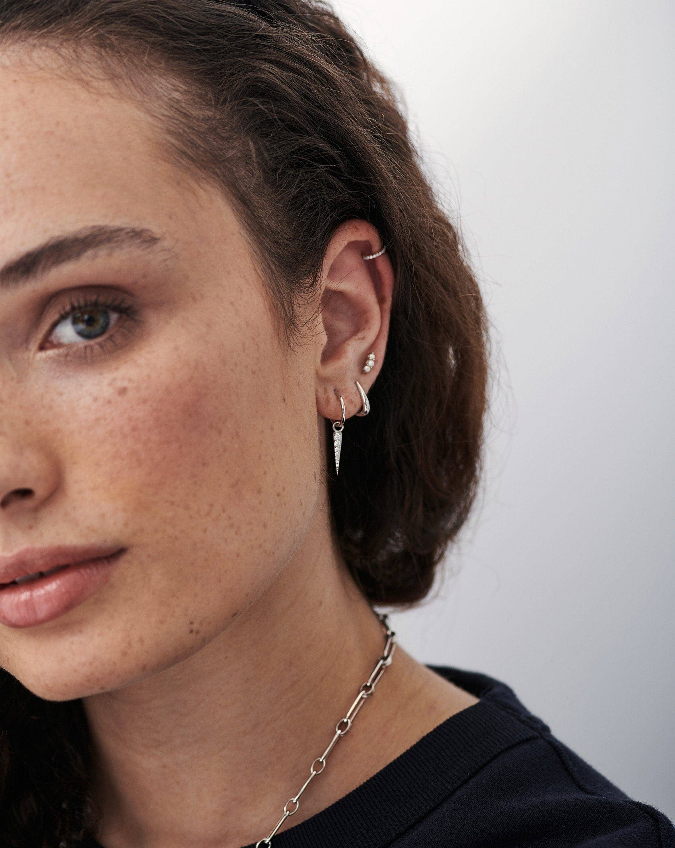 Small Pave Spike Charm Hoop Earrings for Women - Trendy Dainty Gold Plated Stud Earrings - Perfect for Parties, Date Nights & Everyday Wear
