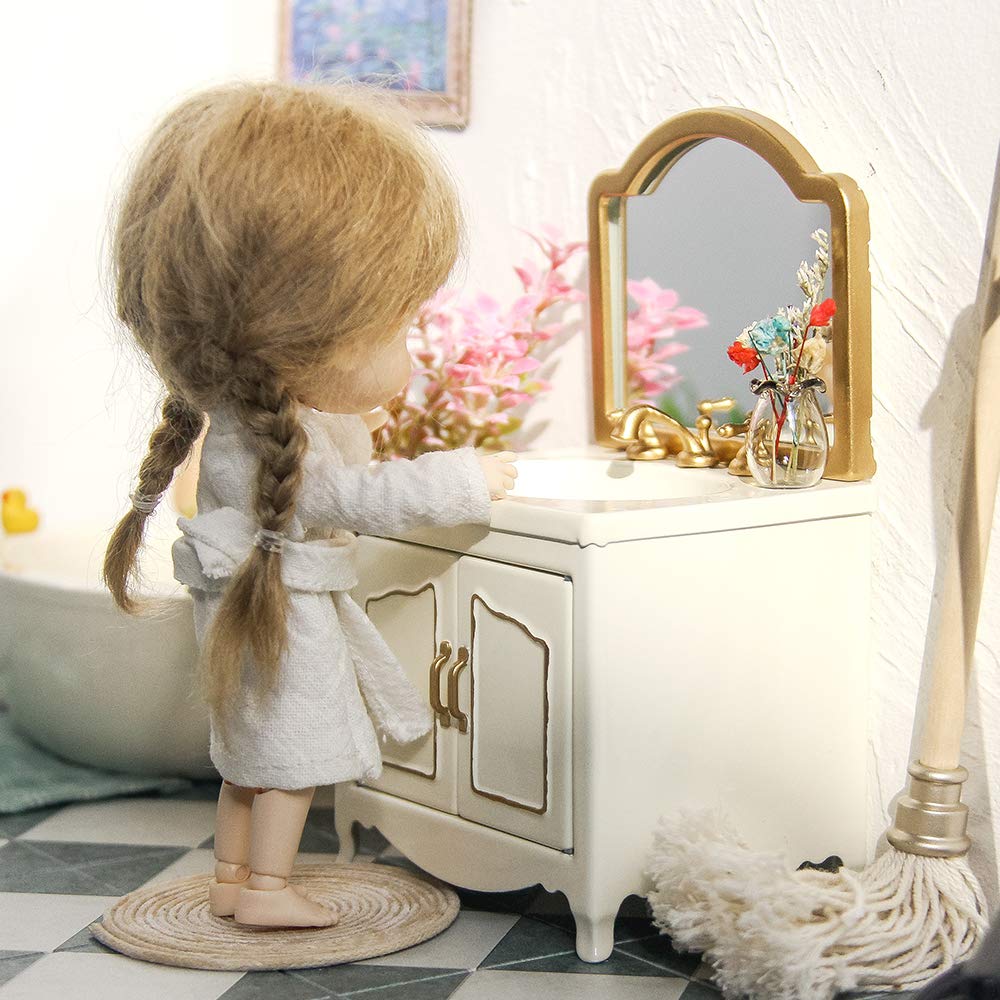 1:12 Scale Miniature Metal Dollhouse Bathroom Sink - White OB11 Dollhouse Accessories for Realistic Home Decor & DIY Miniature Scenes