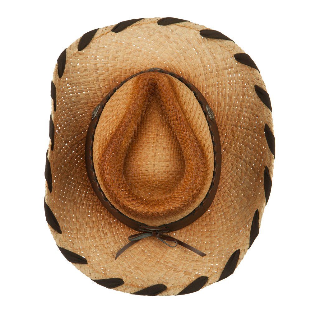 Jeanne Simmons Women's Natural Raffia Cowboy Hat with Faux Leather Band - Summer Beach Hat for Outdoor, Vacation & Country Music Festivals