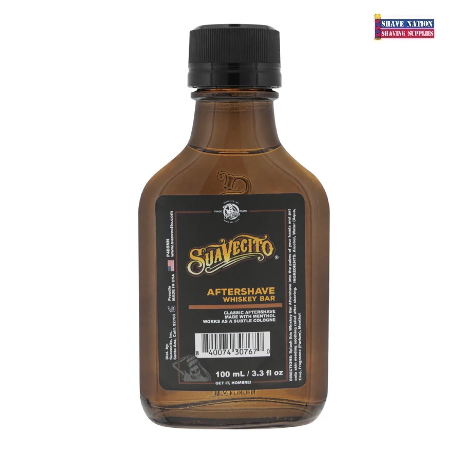 Suavecito Premium Blends Whiskey Bar Aftershave Lotion for Men - Alcohol-Free Post Shave Moisturizer with Natural Ingredients - Perfect for Dry Skin & Sensitive Skin Care After Shaving