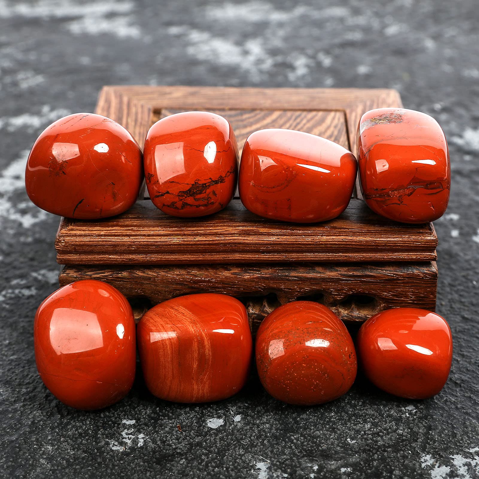 ZenQ 1/2 lb Tumbled Red Jasper Stones - Natural Healing Crystals from South Africa for Wicca, Reiki, Chakra Balancing & Energy Work - Perfect for Meditation, Home Decor & Spiritual Gifts