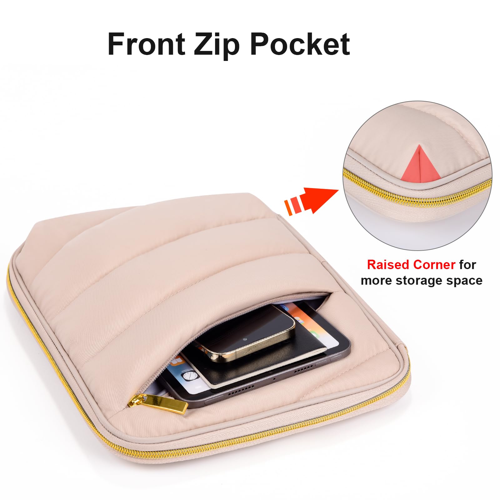 Puffy iPad Sleeve Case 11 inch - Shockproof Padded Tablet Bag for iPad Pro 11 (M4), iPad 10.9 (10th Gen), iPad Air 11 (M2), Samsung Galaxy Tab S9/S8 - Lightweight & Protective Khaki Cover for Travel, Work & School