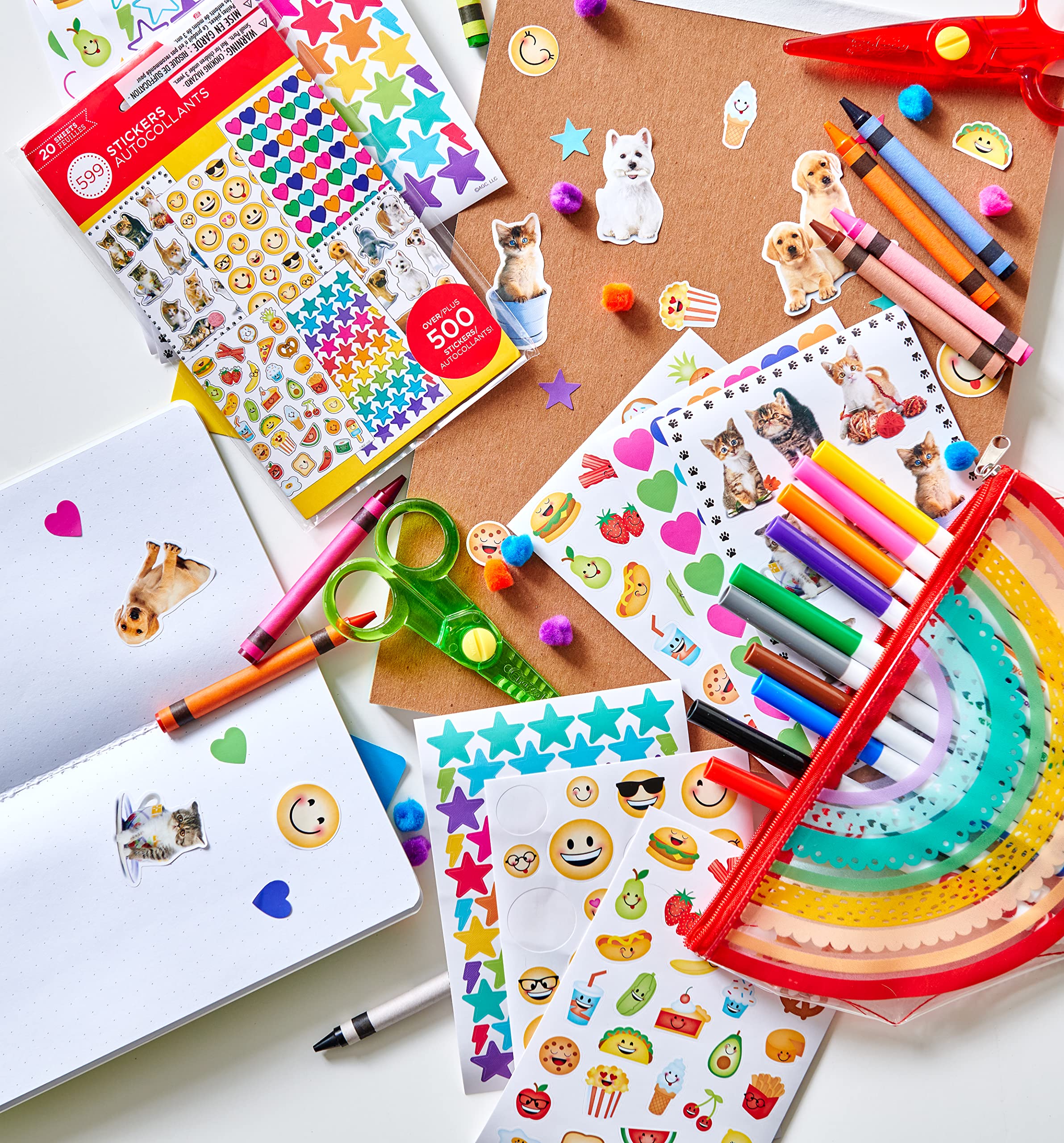 American Greetings Stickers for Kids - 599 Assorted Animal, Smiley Face & Shape Stickers - Perfect for Scrapbooking, School Projects & Reward Charts