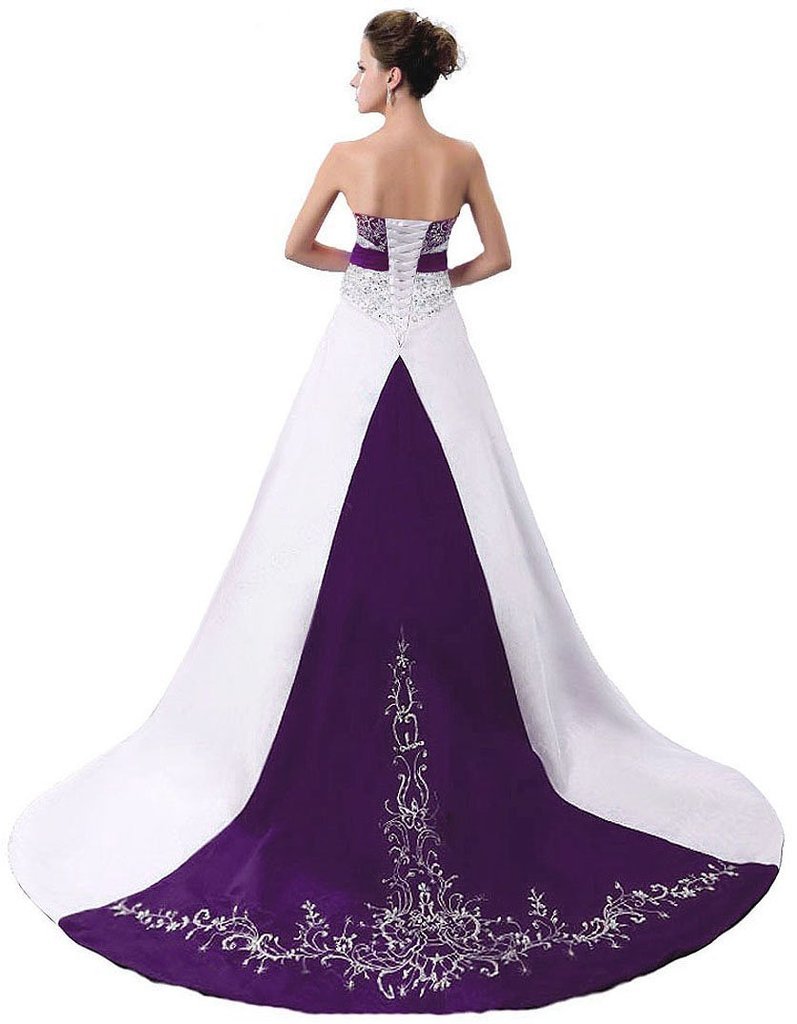 Strapless Satin Embroidery Wedding Dress for Women - Elegant Bridal Gown for Church Ceremony, Beach Wedding & Formal Reception