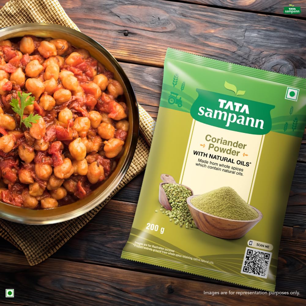 Organic Tata Sampann Coriander Powder (Dhania) 100g - Premium Ground Cilantro with Natural Oils for Cooking, Indian Cuisine & Spice Blends | Gluten-Free & Vegan-Friendly Seasoning for Curries, Soups & Marinades