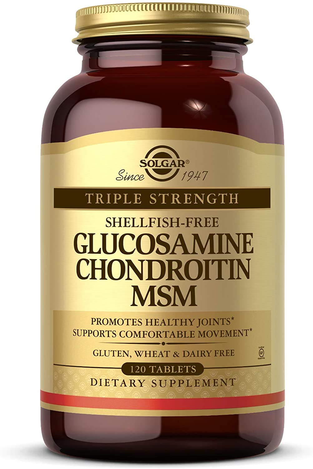 Solgar Triple Strength Glucosamine Chondroitin MSM 120 Tablets - Shellfish Free Joint Support Supplement for Healthy Joints & Mobility - Gluten Free, Dairy Free - 60 Servings - Ideal for Active Adults & Seniors