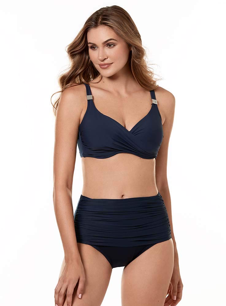 Miraclesuit D-DDD Cup Solid Surplice Bra Top - Comfortable Full Coverage Support for Women - Perfect for Everyday Wear, Workouts, and Swimwear