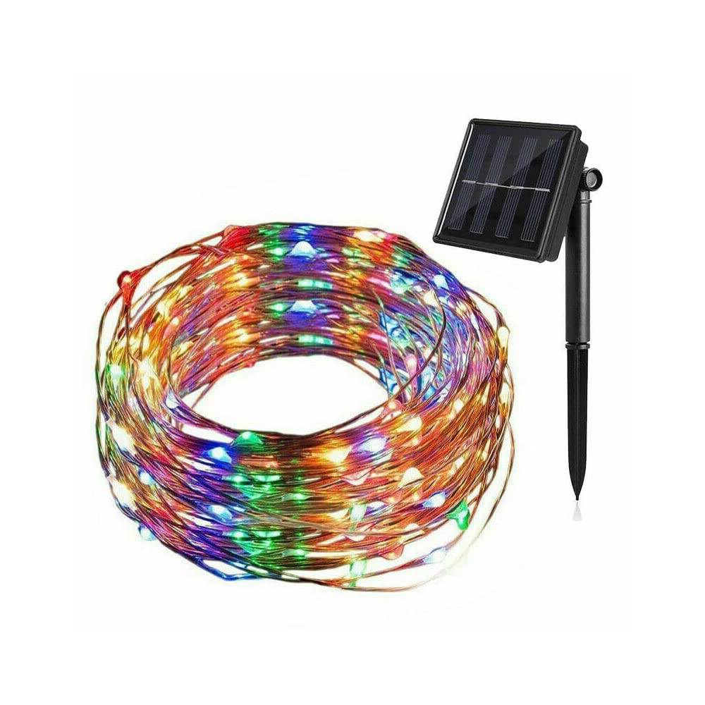 100LED 10M Solar Powered Outdoor String Lights - Waterproof Fairy Lights with Copper Wire for Garden, Christmas, Wedding, Party | Multicolor LED Landscape Lighting for Holiday & Street Decoration