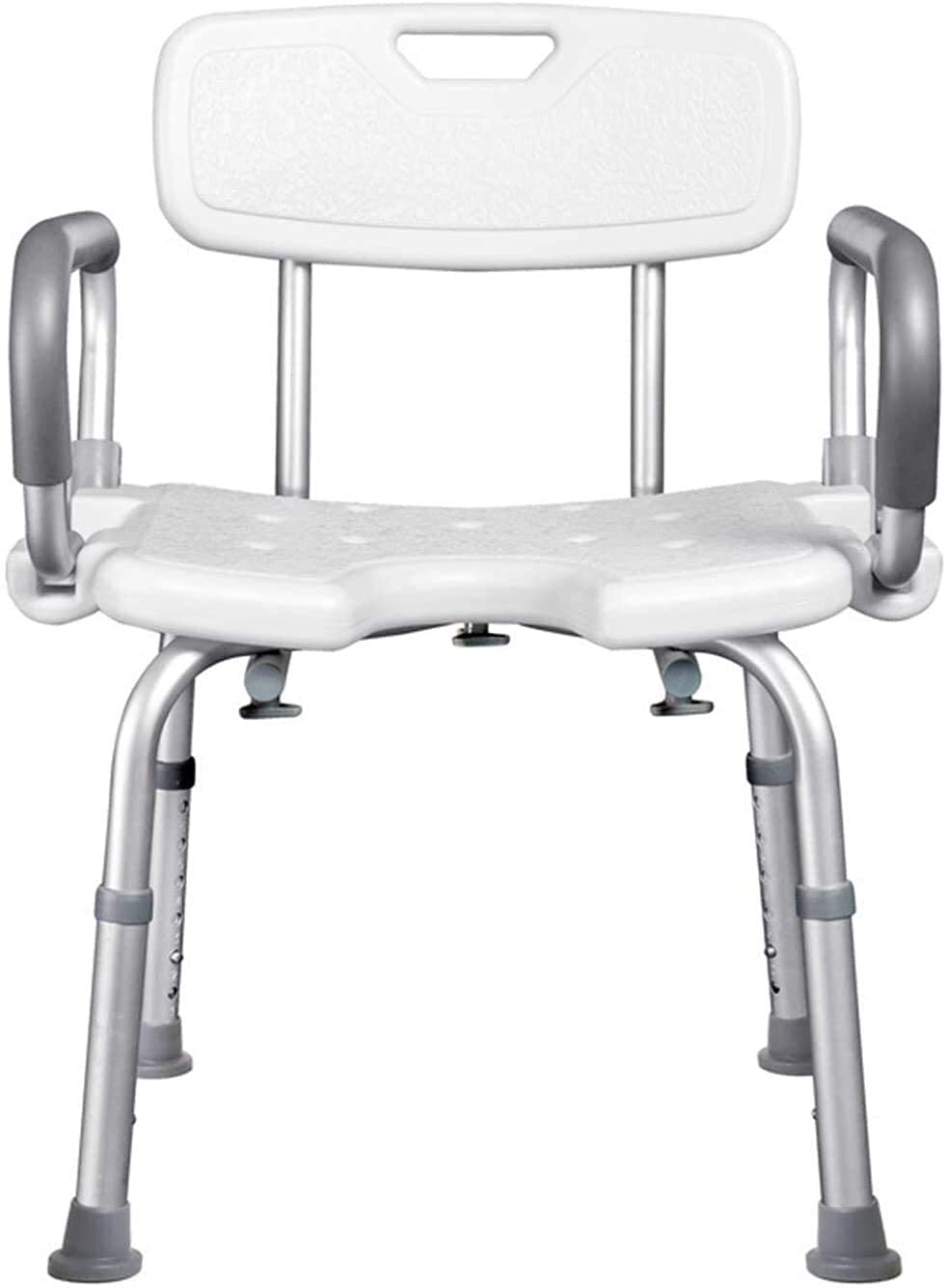 Adjustable Shower Chair for Seniors & Disabled - Slip-Resistant Bath Seat with Removable Arms & Back Support - 330lb Weight Capacity - Ideal for Elderly Safety & Mobility Assistance in Bathroom