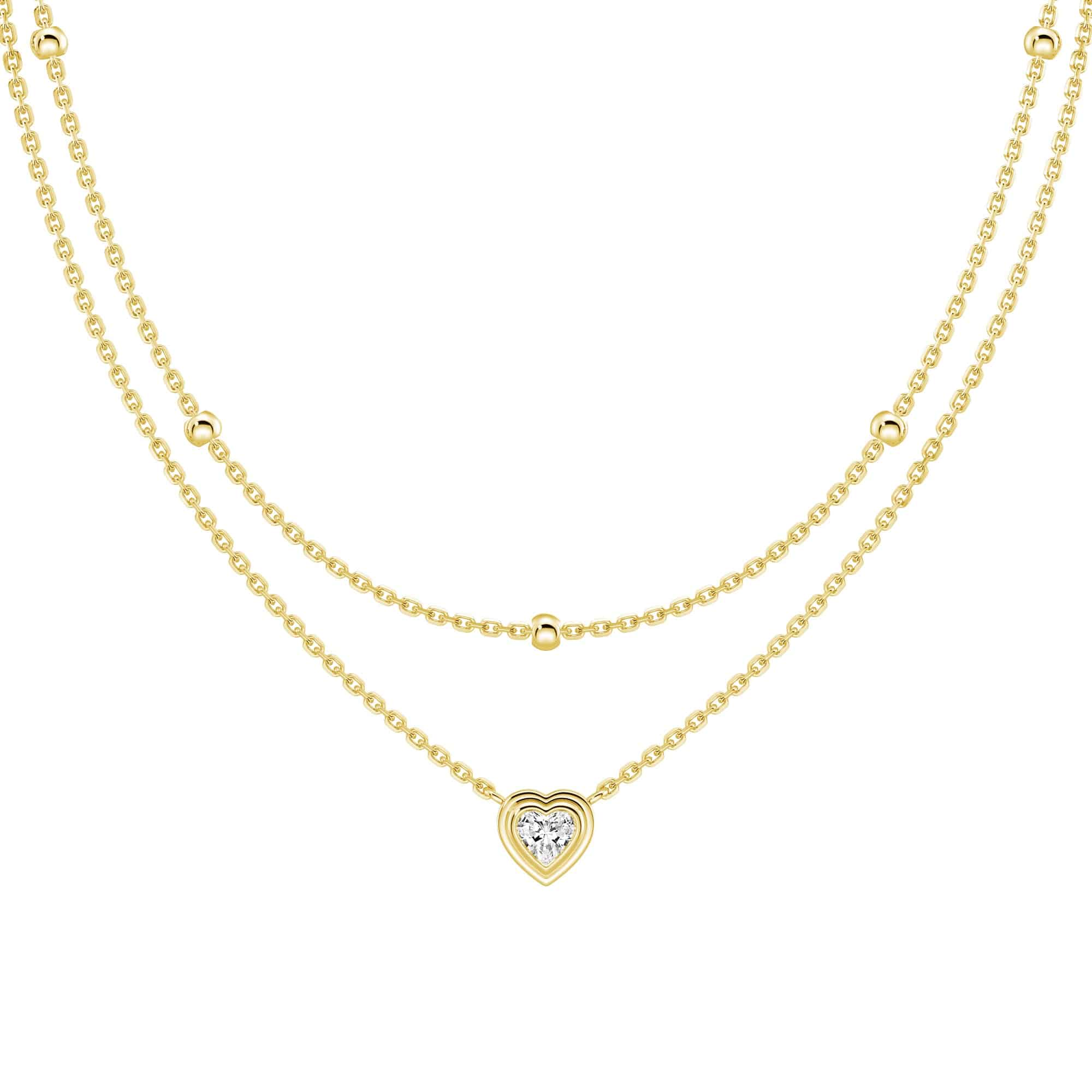 Exquisite Layered Heart Lab-Grown Diamond Necklace for Women | Eco-Friendly & Conflict-Free | Perfect for Anniversaries, Valentine's Day & Special Occasions