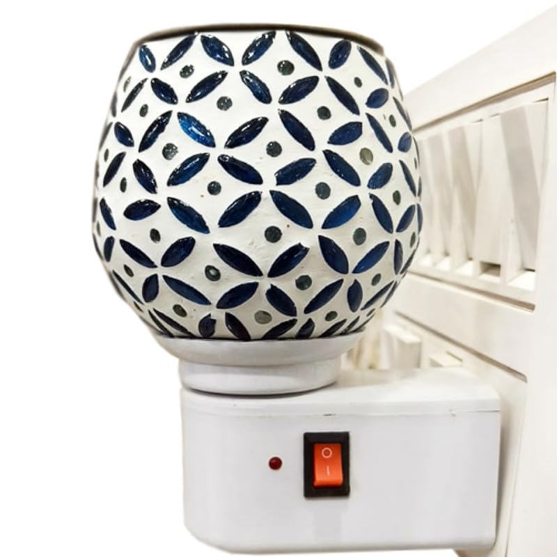 Ramit Air Karpure Camphor Electric Diffuser for Home & Office - Ceramic Kapoor Dani with On/Off Switch & Night Light | Smoke-Free, Child-Safe, Shock-Proof Aroma Diffuser | Perfect for Meditation, Yoga, Relaxation & Aromatherapy Sessions AR-10