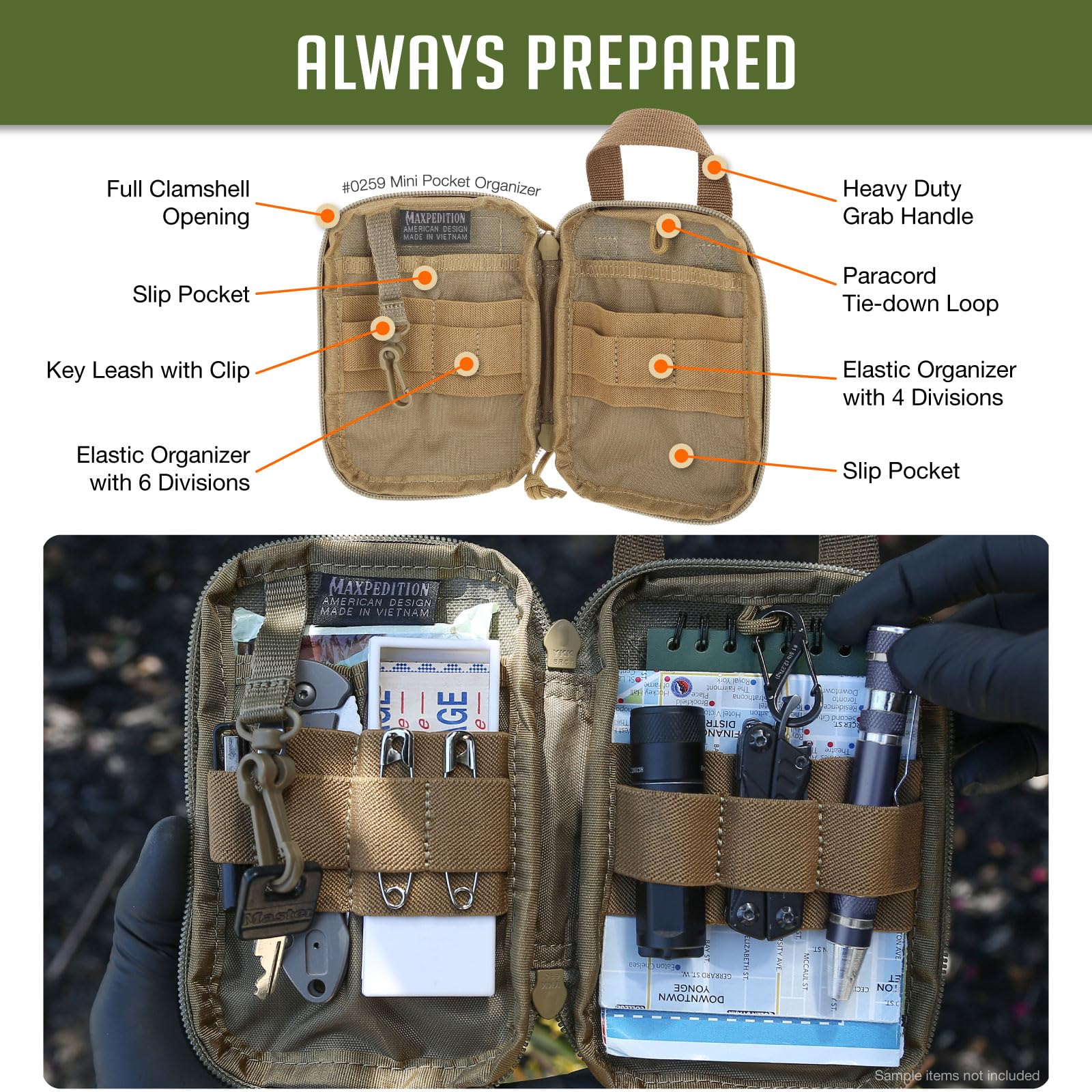Maxpedition Mini Pocket Organizer - Compact EDC Gear Pouch for Tactical, Hiking & Travel Essentials | Durable Nylon Storage Case for Knives, Flashlights & Outdoor Accessories