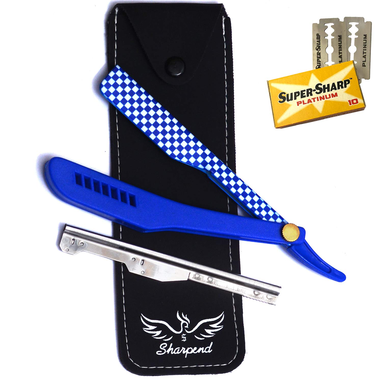 Professional Straight Edge Barber Razor - Salon Quality Cut Throat Shavette with 20 Blades & PU Leather Case | Men's Grooming Kit for Precision Shaving, Beard Trimming & Eyebrow Shaping | Perfect for Barbershops, Home Use & Travel