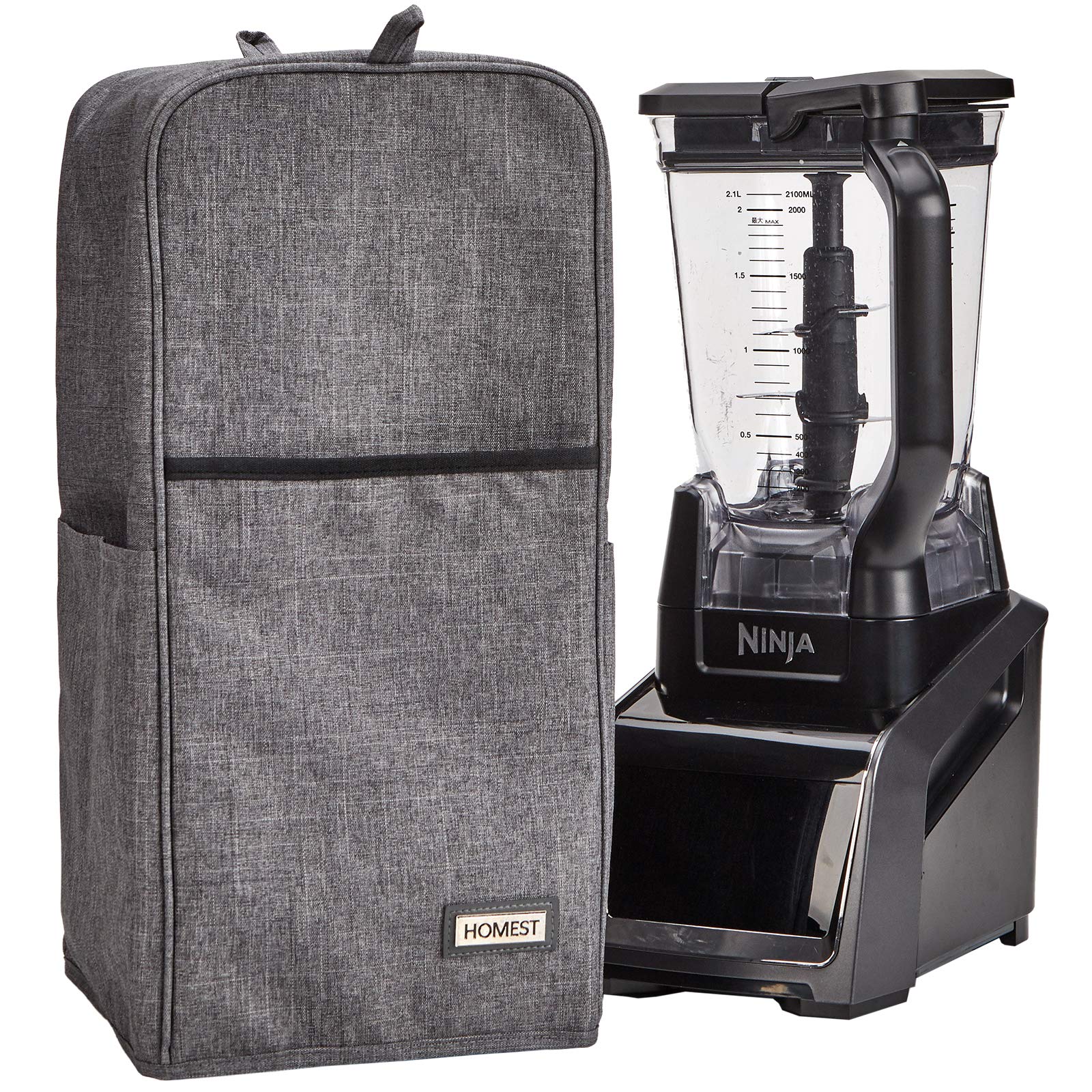 HOMEST Blender Dust Cover with Accessory Pocket - Compatible with Ninja Foodi, Grey - Perfect for Kitchen Storage & Countertop Organization