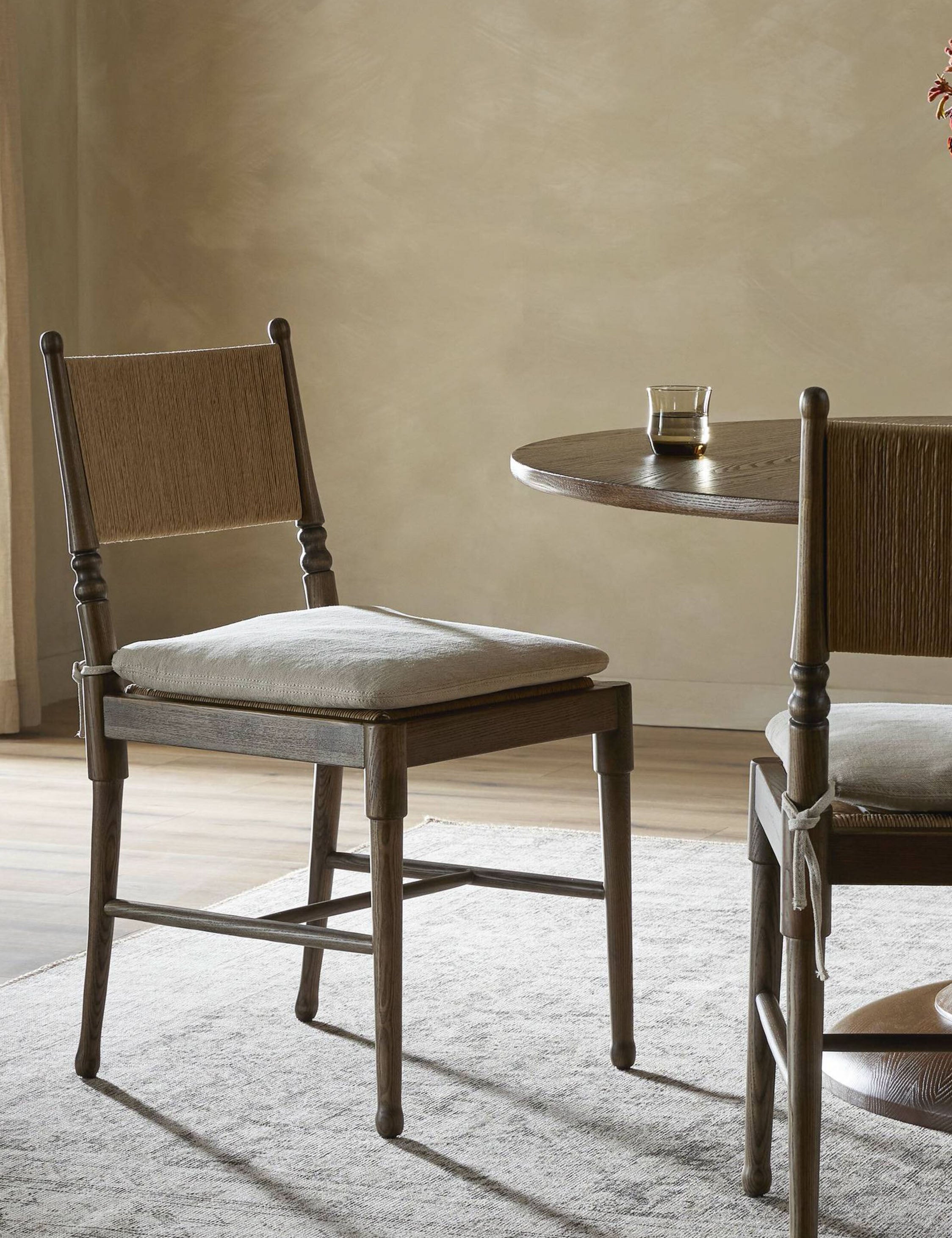 Fayth Dining Chair by Amber Lewis x Four Hands - Modern Wooden Dining Chair with Upholstered Seat - Perfect for Kitchen, Dining Room, and Home Office