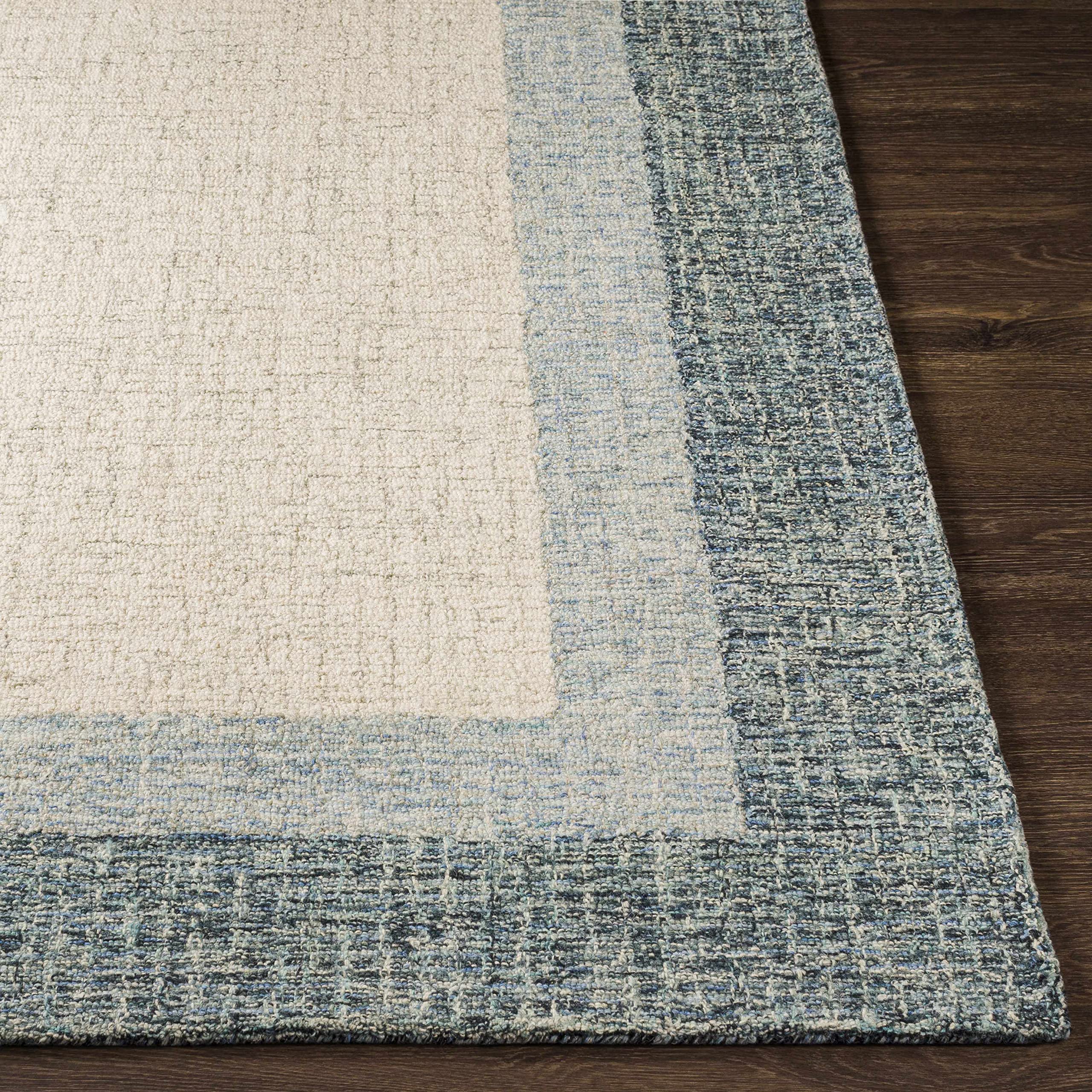 Modern Hauteloom Padada Wool Area Rug for Living Room & Bedroom - Soft Beige & Blue - 8'10