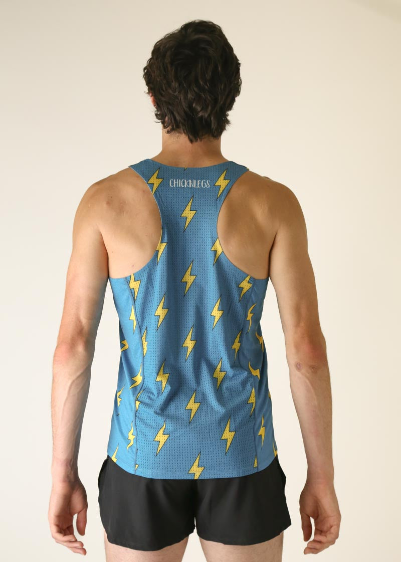 Men's Blue Bolts Performance Singlet - Breathable Workout Tank Top for Running & Gym - Lightweight Athletic Shirt for Men's Fitness & Training