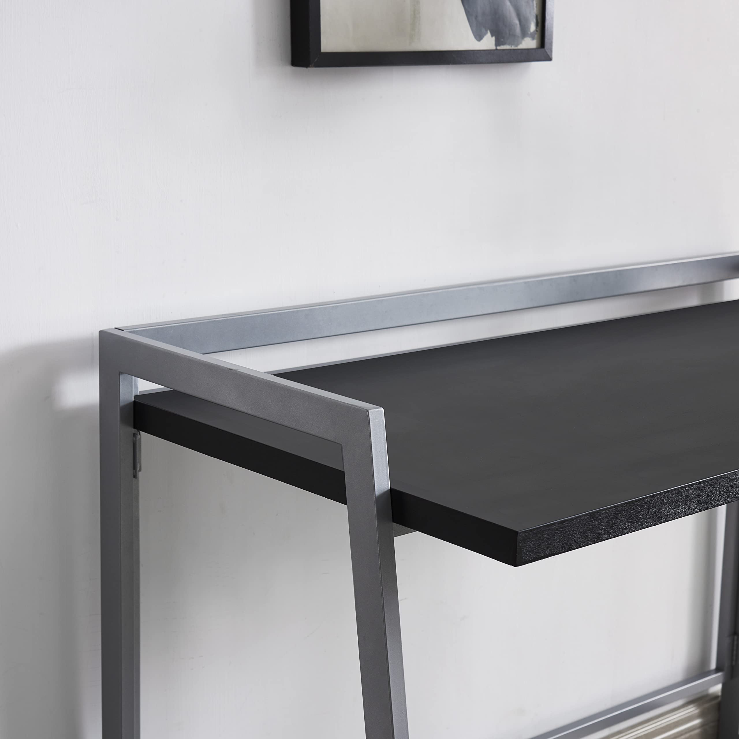 Leick Home 70004-BLKNK Mixed Metal and Wood Desk in Black/Nickel - Stylish Modern Office & Study Desk for Home Office, Workspace, and Dorm Room