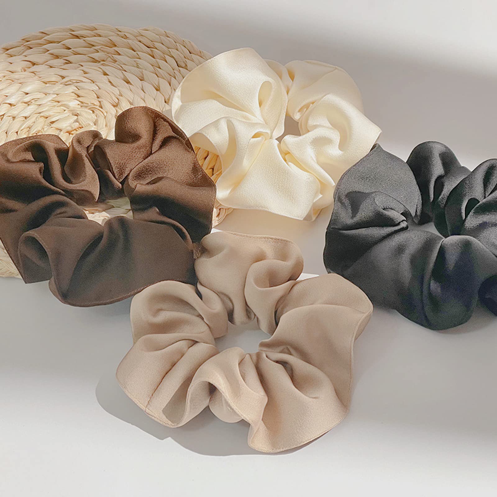 Large Ponytail Holders 4Pcs - Cotton Linen Hair Rings for Women | Perfect for Thick Hair & Daily Styling