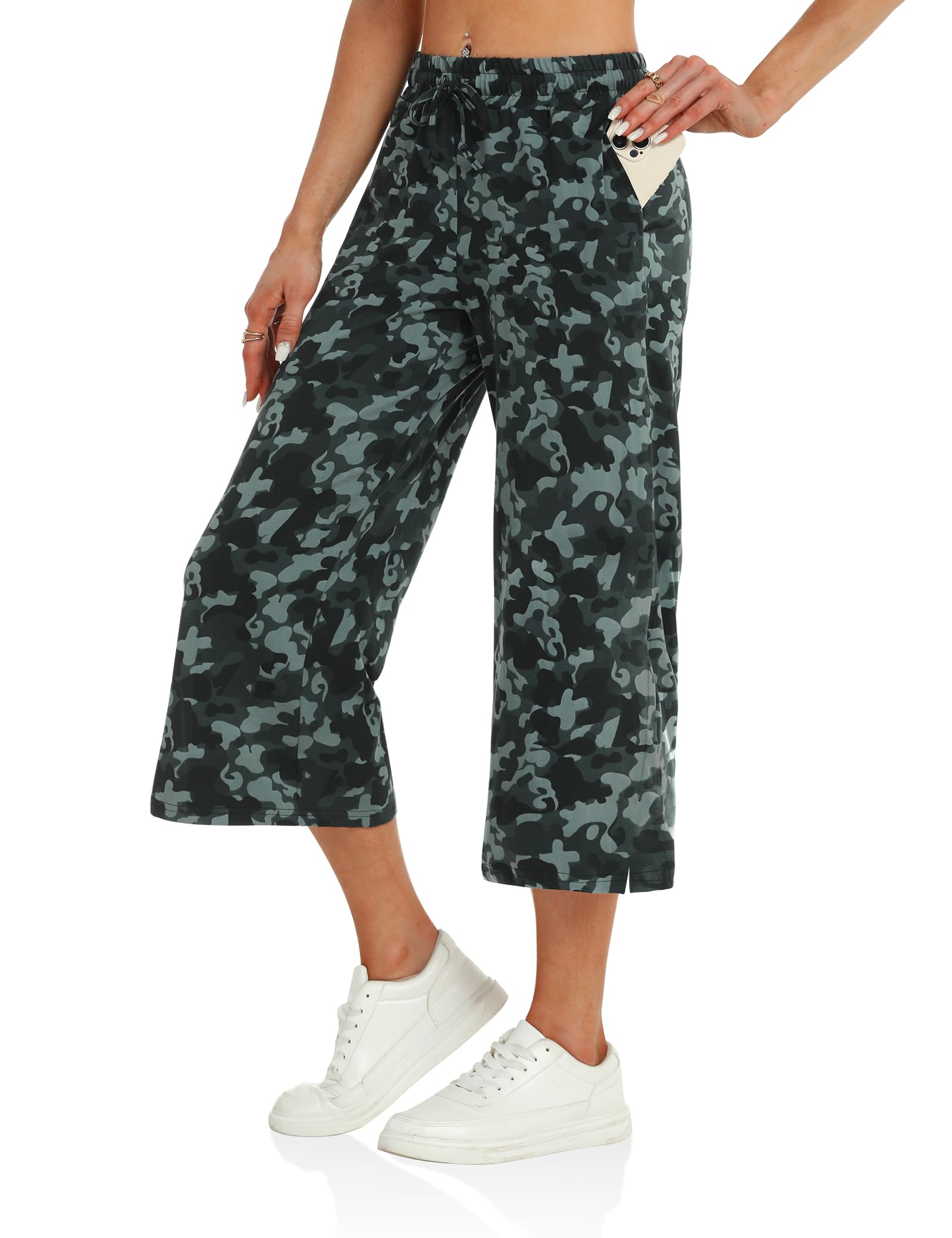 DIBAOLONG Women's Capri Pants - Loose Yoga Pants with Pockets, Wide Leg Drawstring Lounge Sweatpants for Yoga, Workout & Home Comfort | Plus Size Casual Pajama Pants