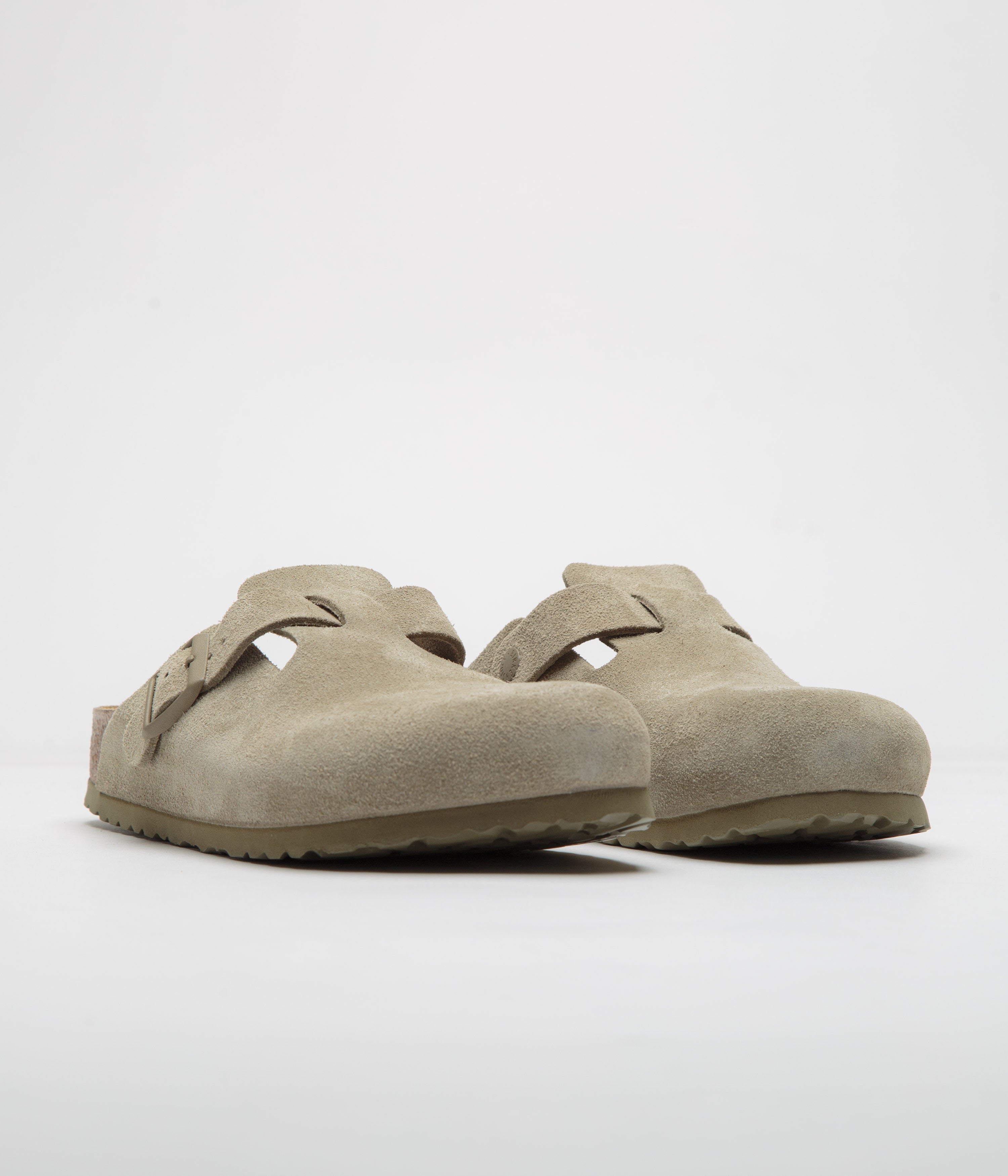 Birkenstock Boston Narrow Sandals for Women & Men - Comfortable Clogs with Soft Footbed - Faded Khaki Suede - Perfect for Home, Office & Casual Wear