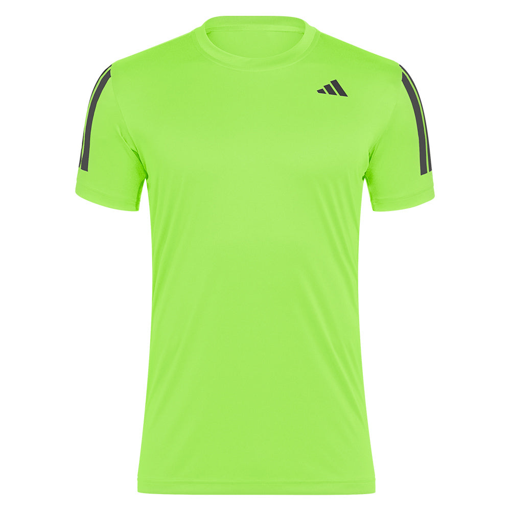 Adidas Men's Club 3 Stripe T-Shirt - Lucid Lemon Color | Casual Wear & Athletic Performance Tee for Gym, Running & Everyday Outfits